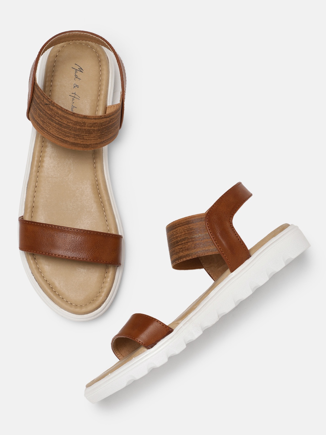 

Mast & Harbour Women Brown Comfort Solid Open Toe Flats