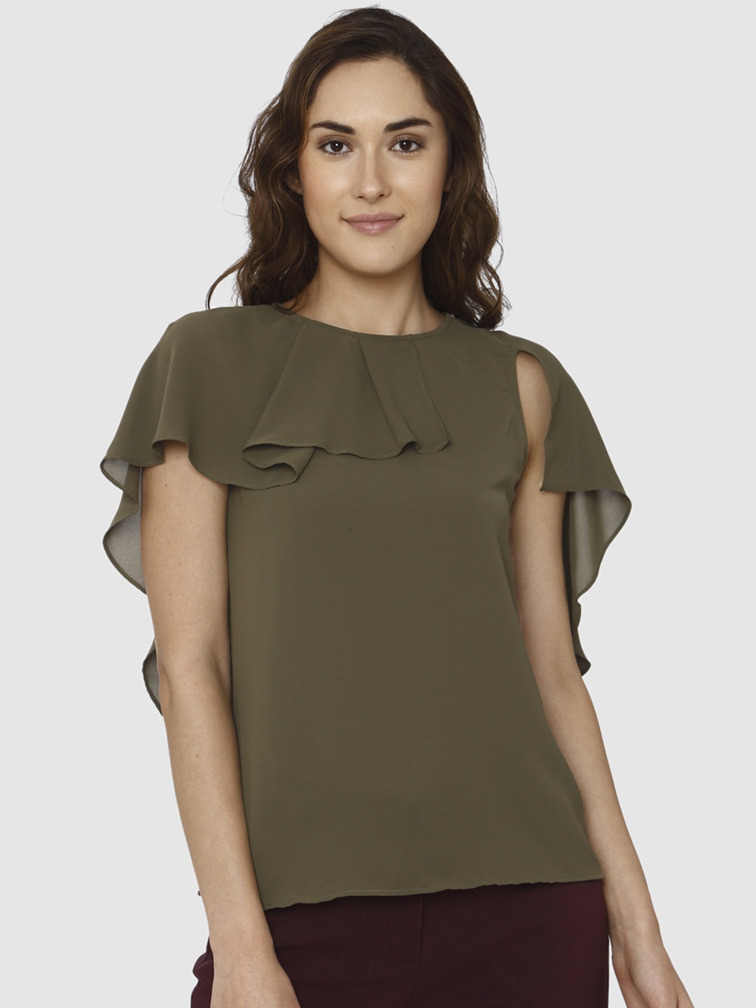 

Vero Moda Women Olive Green Solid Top