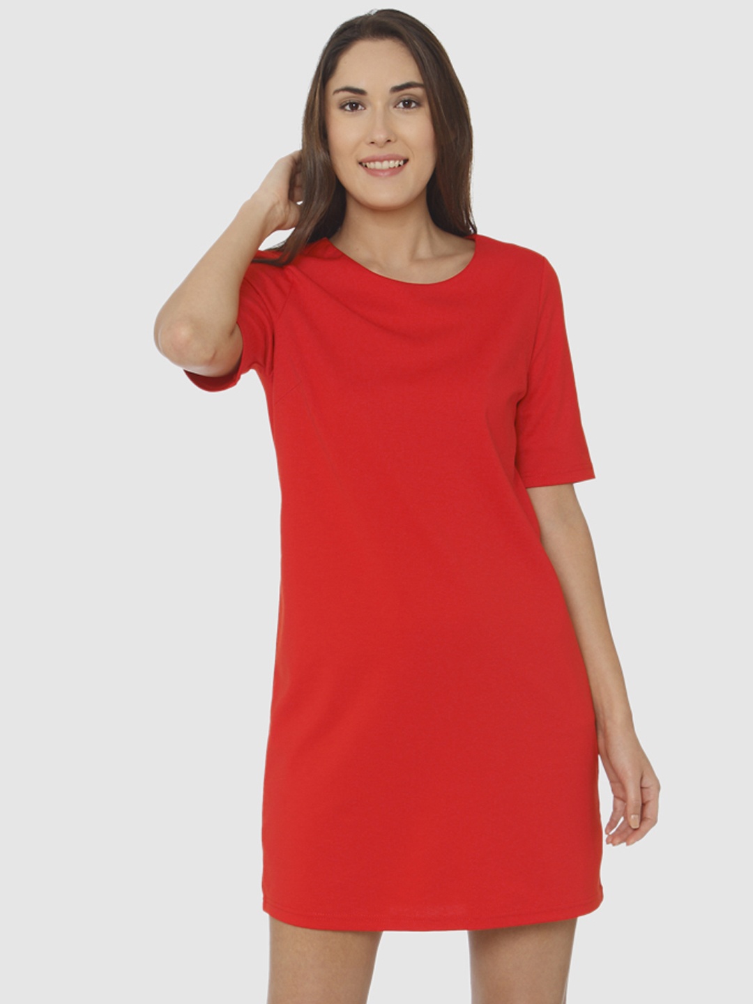 

Vero Moda Women Red Solid Sheath Dress