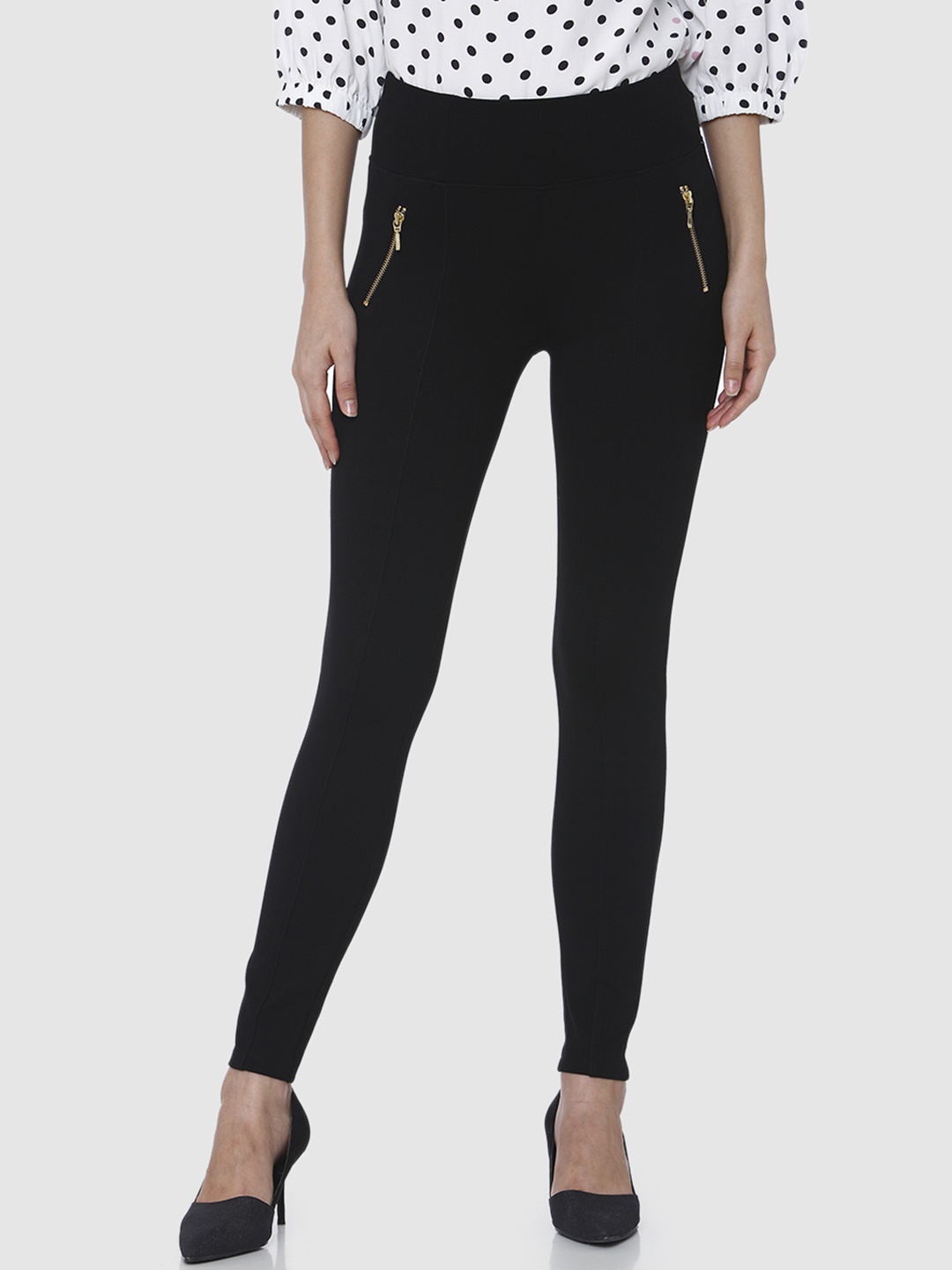 

Vero Moda Women Black Solid Skinny Fit Treggings