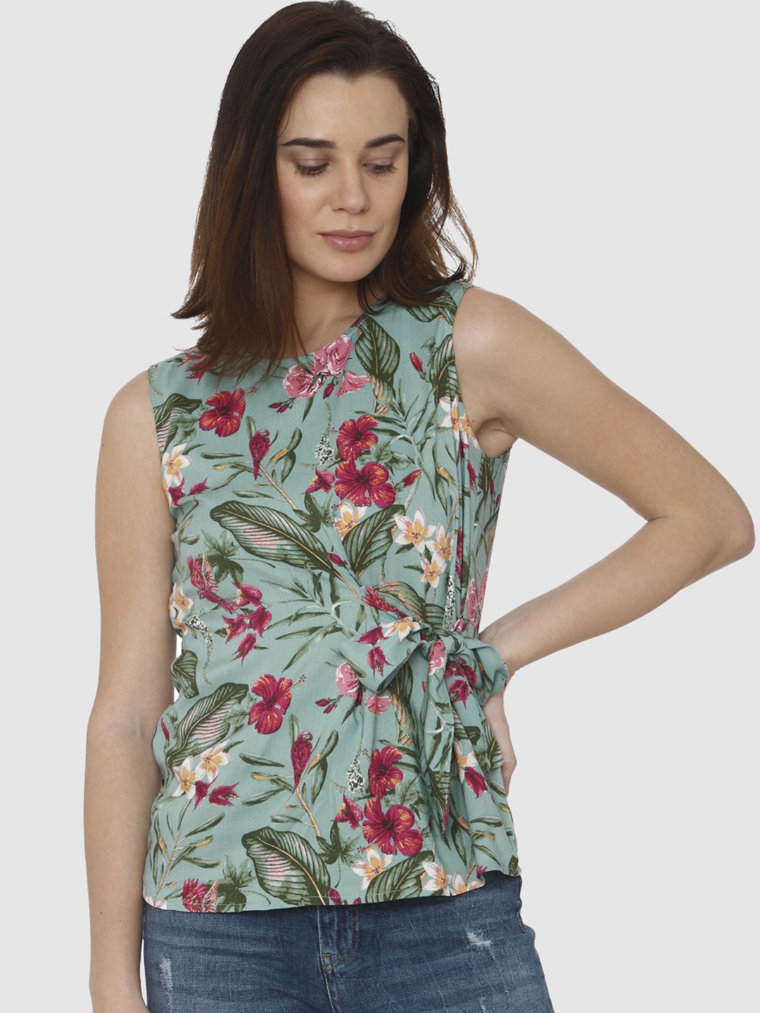 

Vero Moda Women Green Printed Top