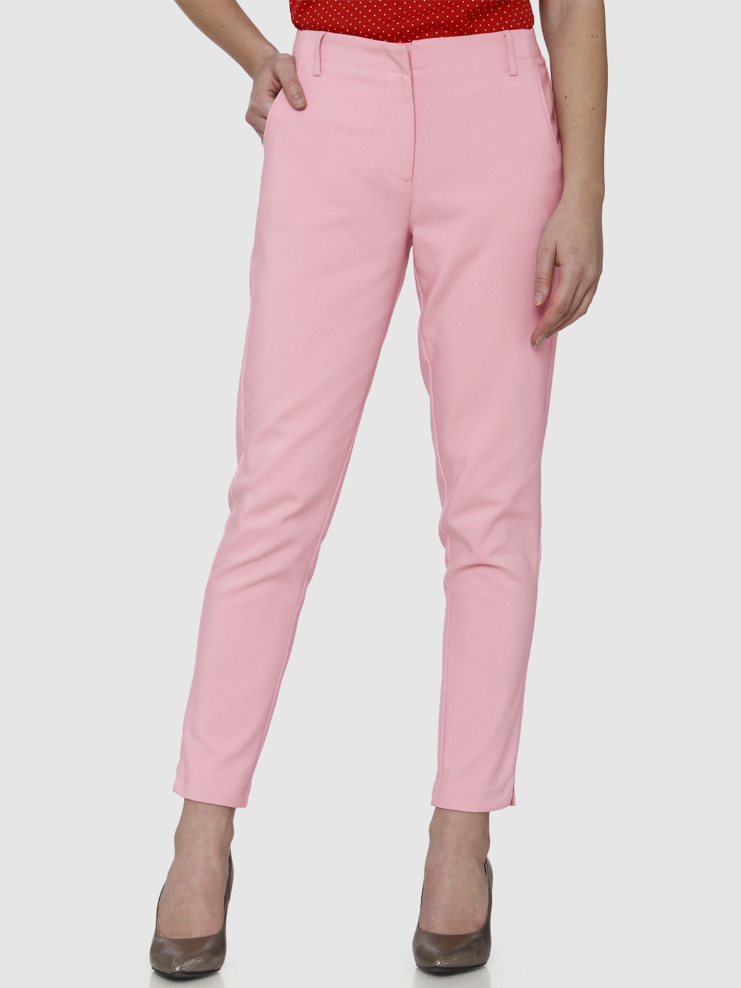 

Vero Moda Women Pink Straight Fit Solid Regular Trousers