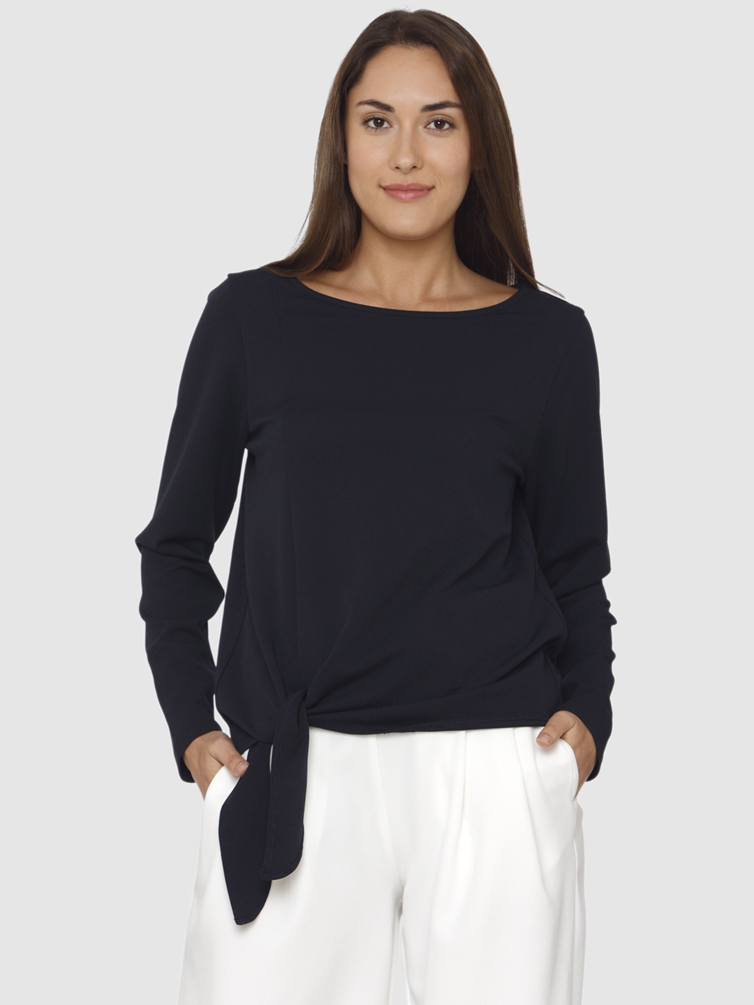 

Vero Moda Women Navy Blue Solid Top