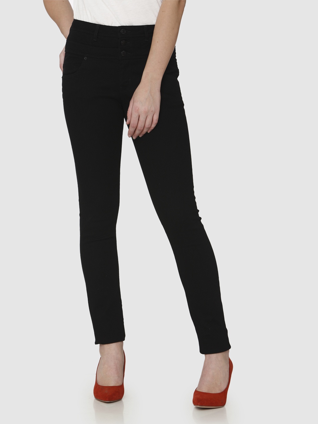 

Vero Moda Women Black Skinny Fit High-Rise Clean Look Stretchable Jeans