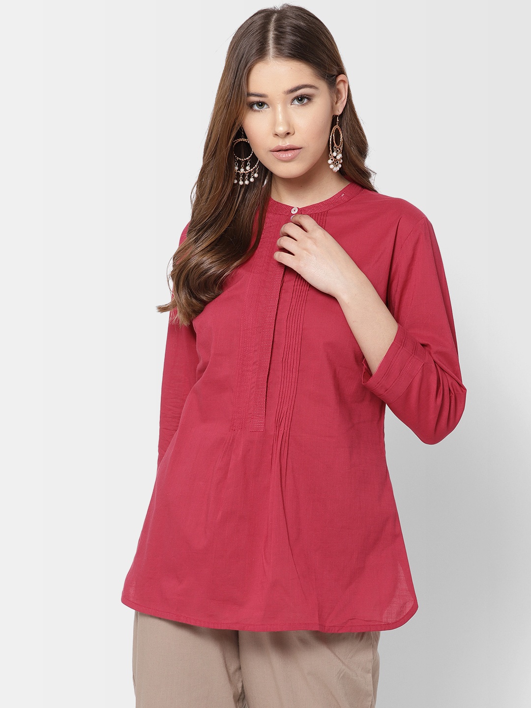 

Fabindia Pink Solid Tunic