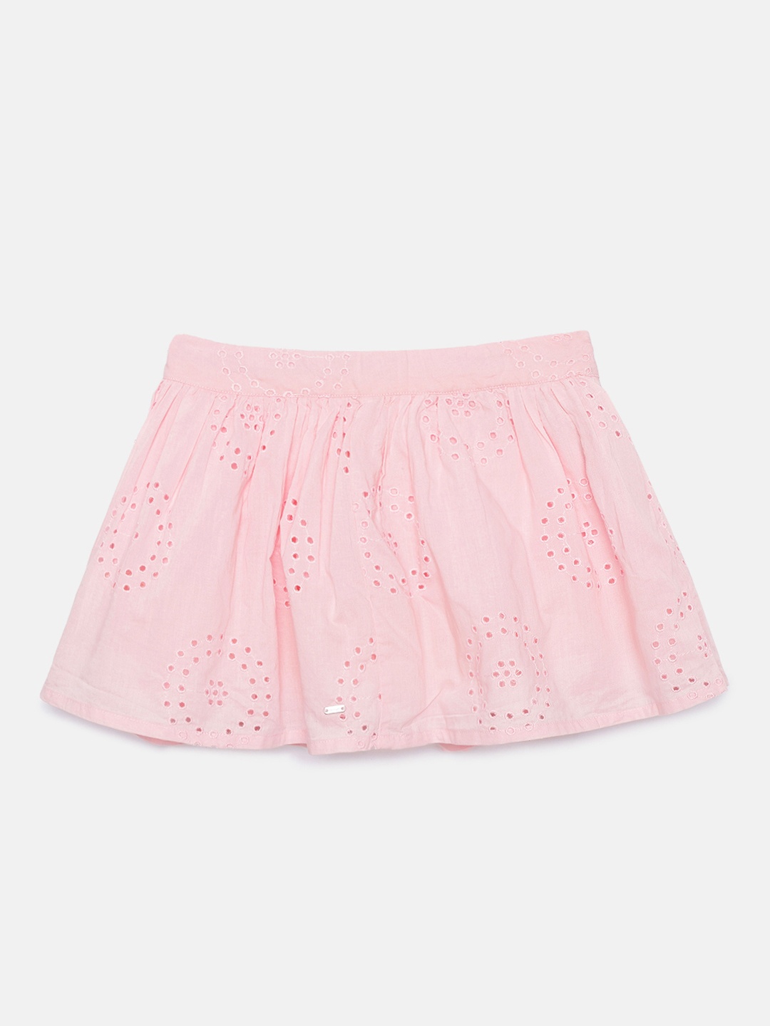 

Tommy Hilfiger Girls Pink Self Design Shiffley Pure Cotton Skirt