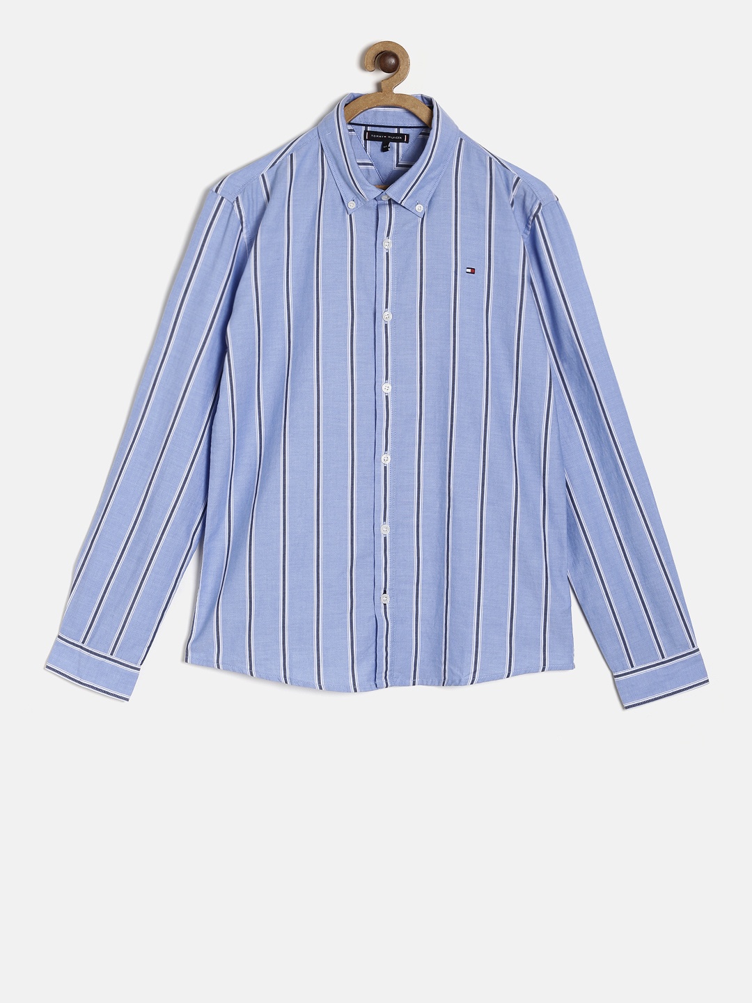 

Tommy Hilfiger Boys Blue Regular Fit Striped Casual Shirt