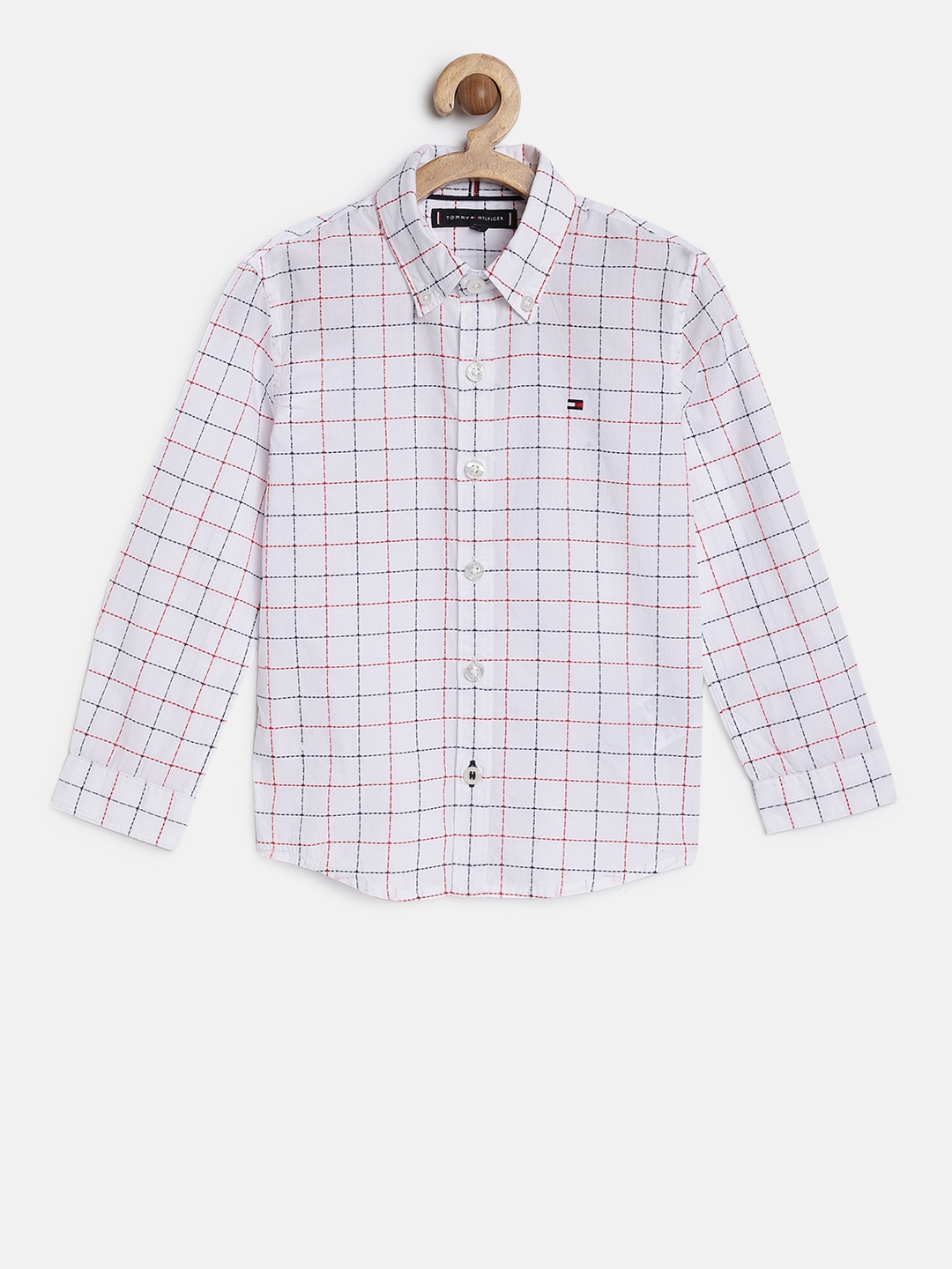 

Tommy Hilfiger Boys White Regular Fit Checked Casual Shirt