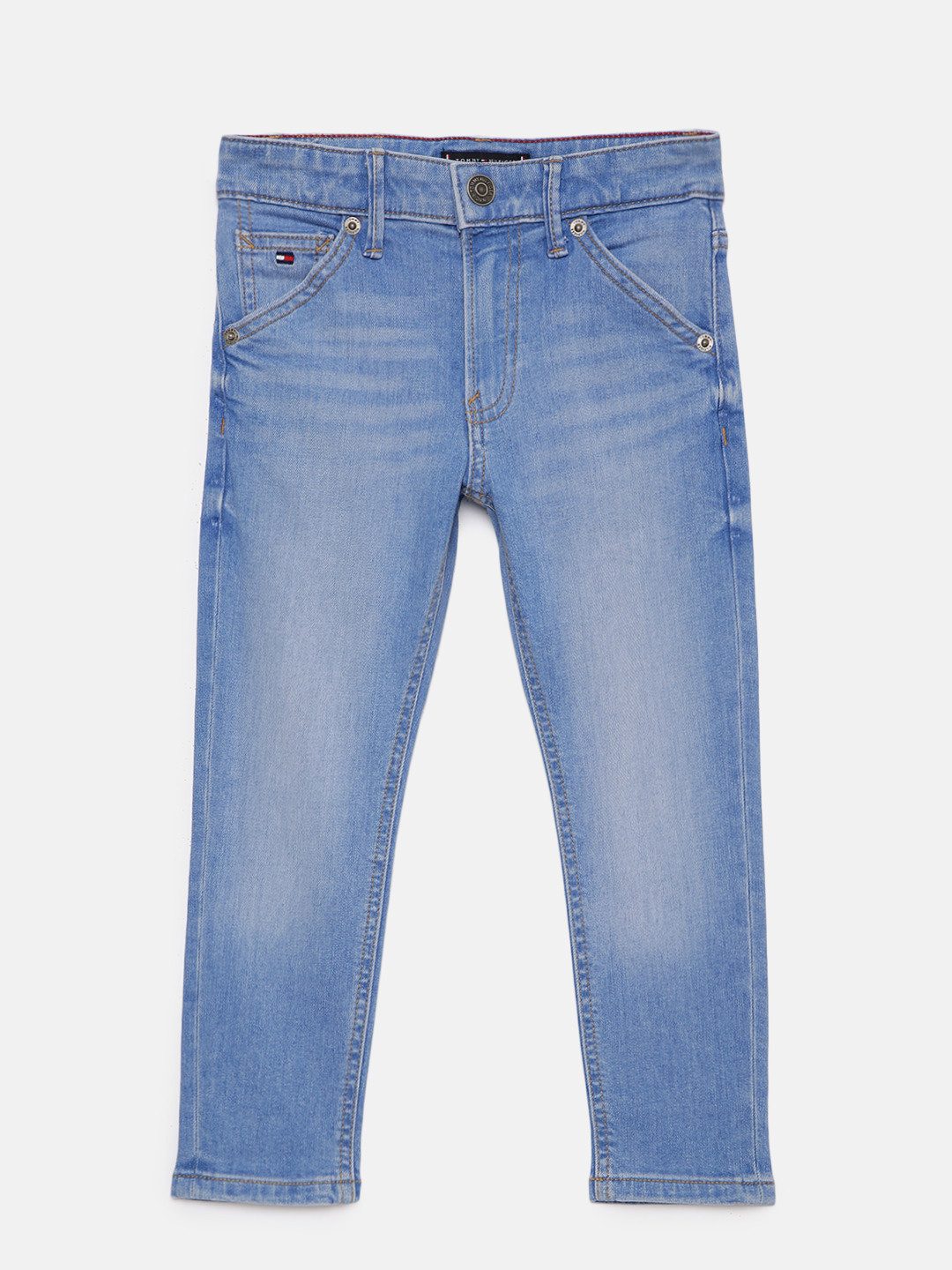 

Tommy Hilfiger Boys Blue Straight Fit Mid-Rise Clean Look Stretchable Jeans