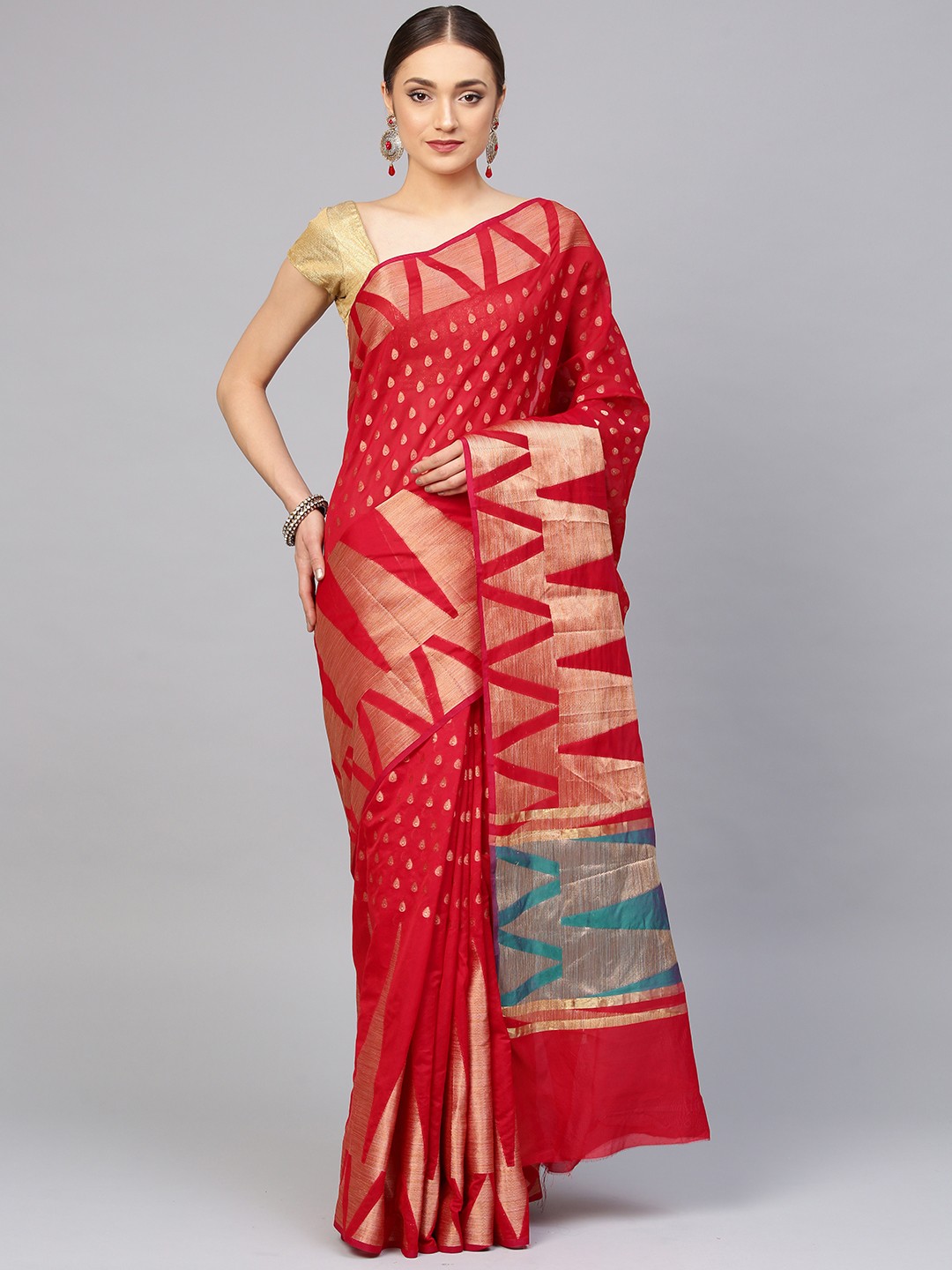

Chhabra 555 Red Art Silk Woven Design Banarasi Saree