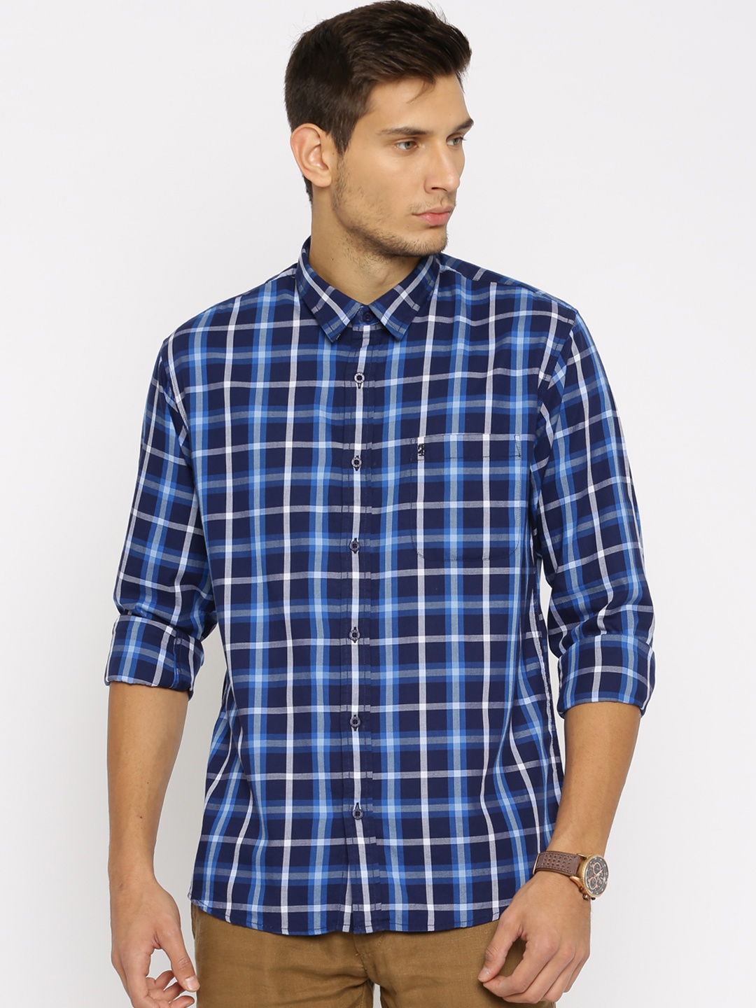 

IZOD Blue Checked Casual Shirt