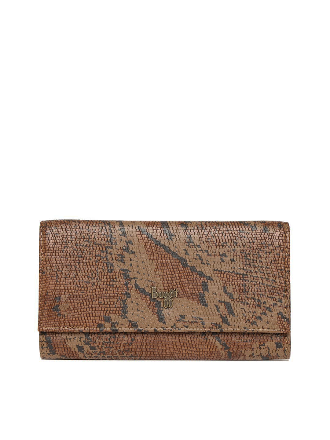 

Baggit Women Brown Snakeskin Pattern Three Fold Wallet