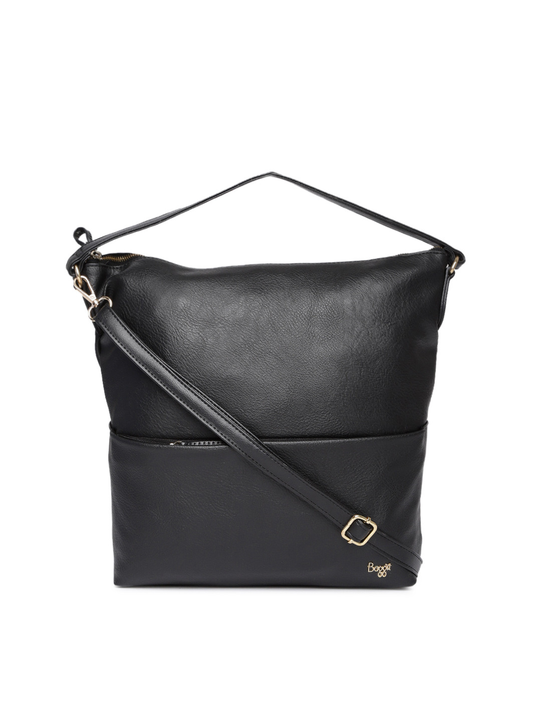

Baggit Black Solid Hobo Bag