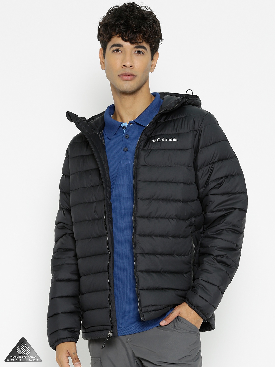 

Columbia Men Black Solid Powder Lite Hooded Hiking Padded Jacket