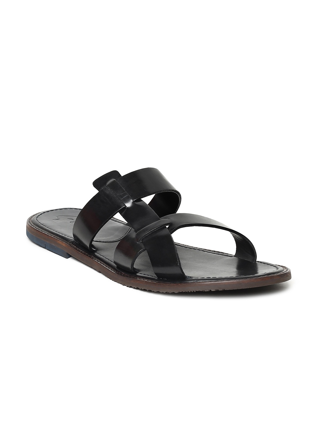 

GABICCI Men Black Leather Sandals