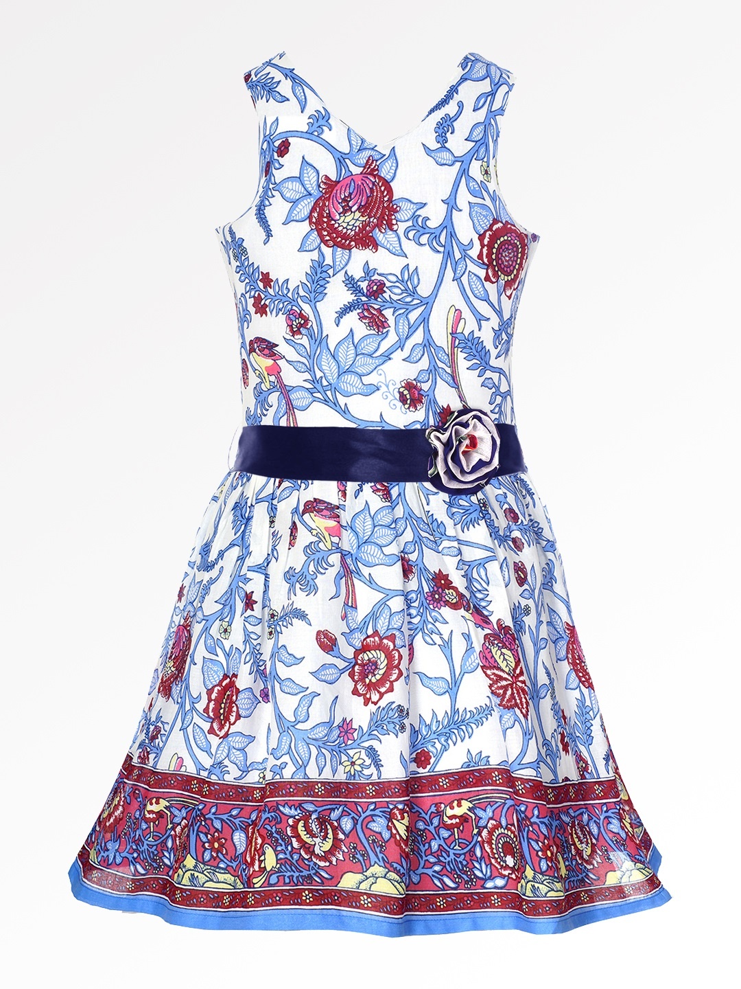

naughty ninos Girls White Printed Fit and Flare Dress