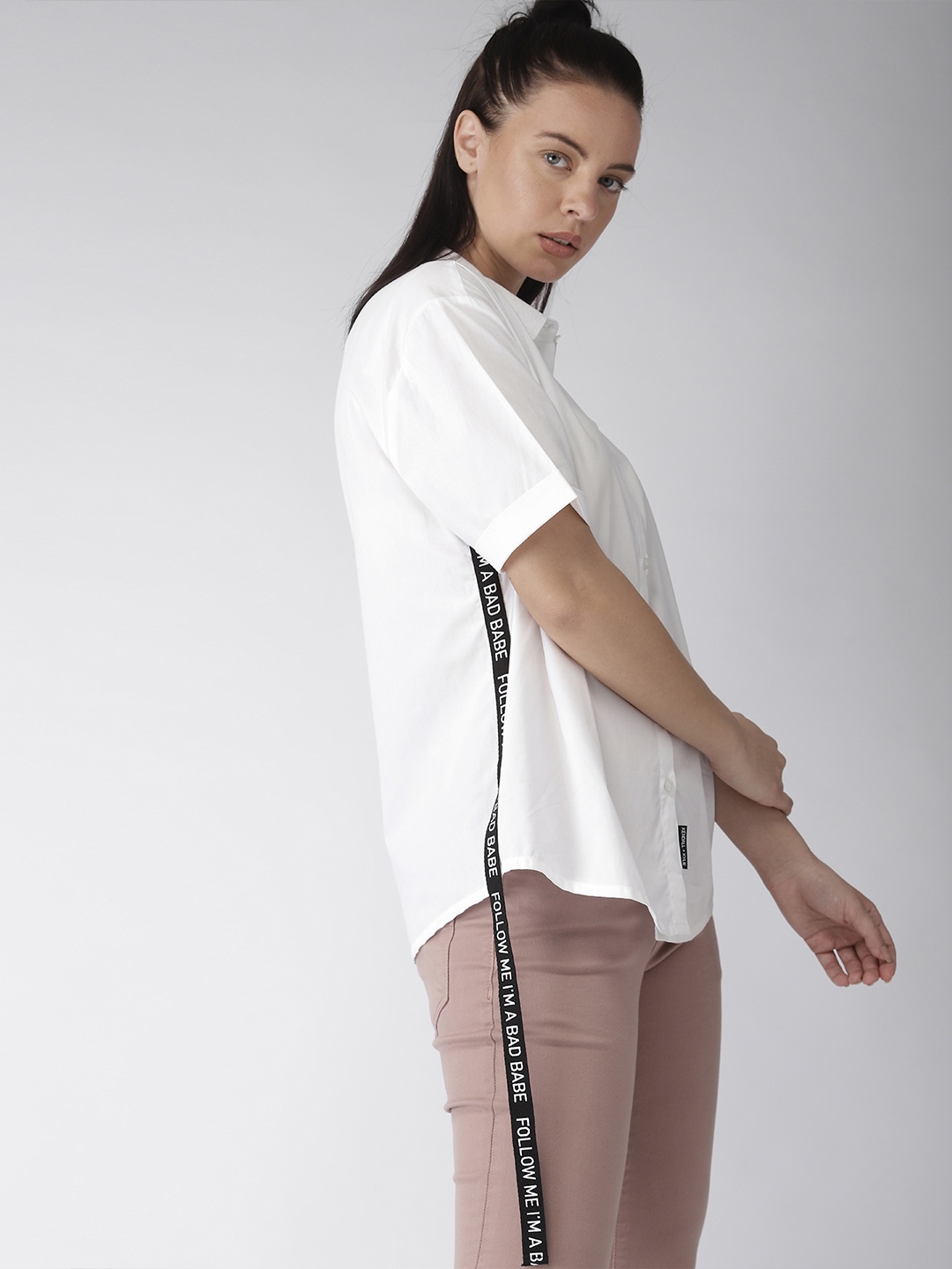 

FOREVER 21 Women White Regular Fit Solid Casual Shirt