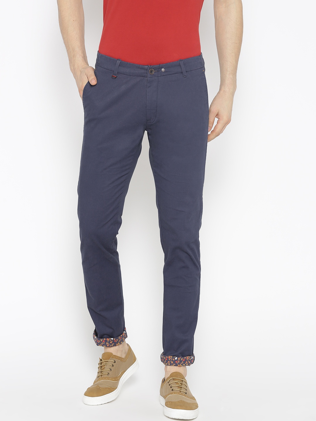 

Blackberrys Men Navy Blue Z91 Slim Fit Solid Chinos