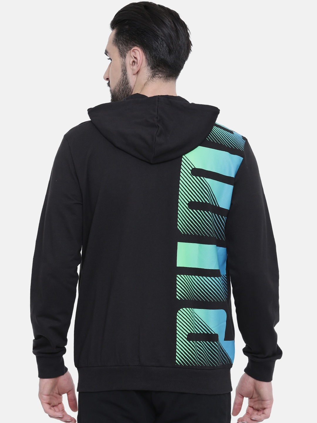 

Puma Men Black Printed Summer FZ Hooded Track Sweatshirt
