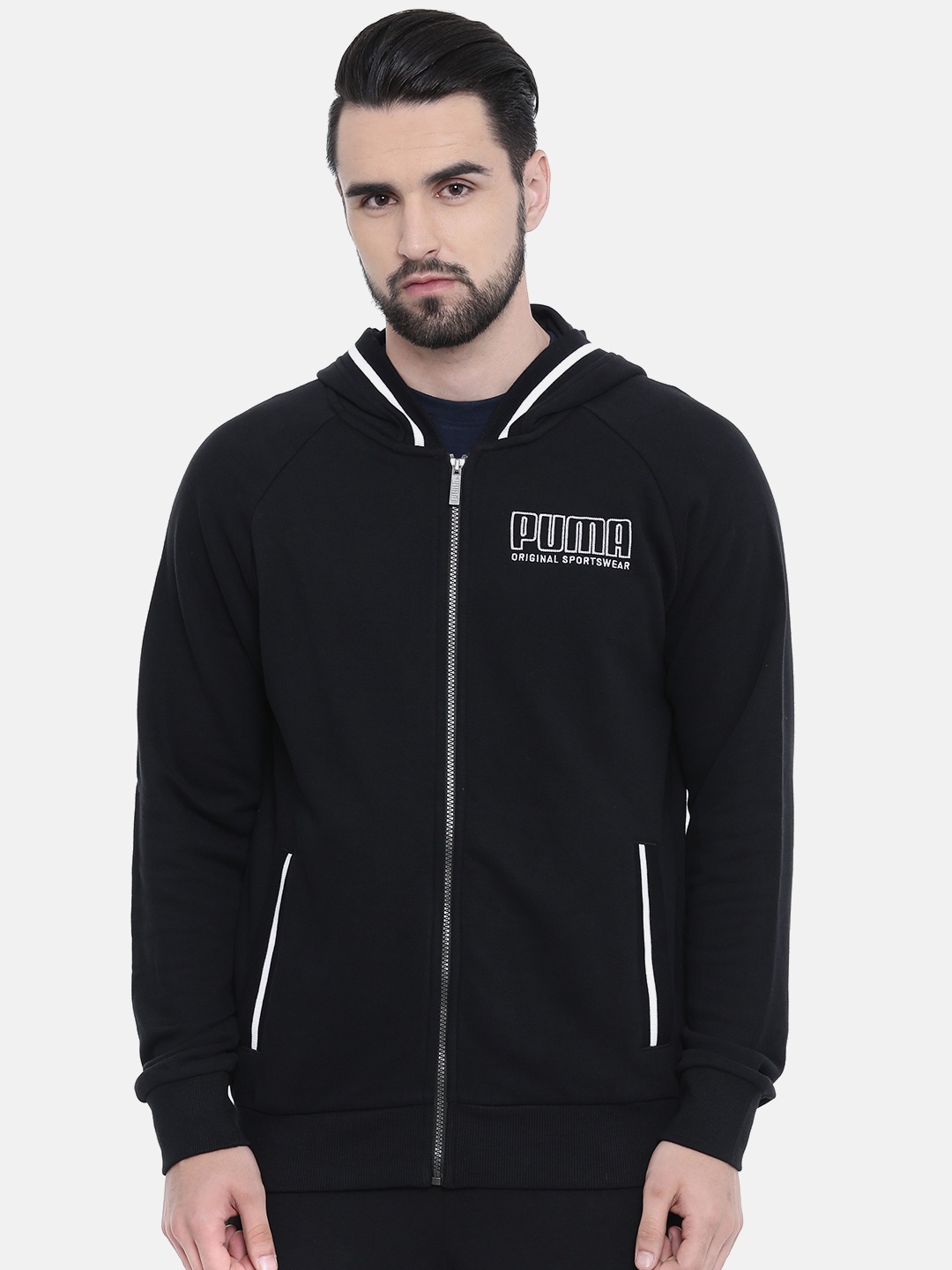 

Puma Men Black Regular Fit Solid Athletics Hooded Track Sweatshirt