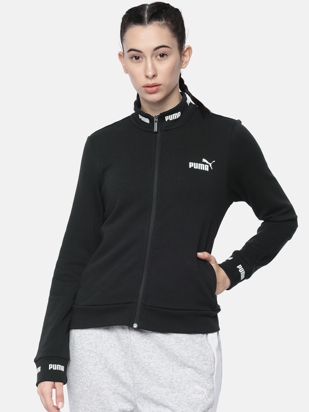 

Puma Women Black Regular Fit Solid Amplified Track Front-Open Sweatshirt