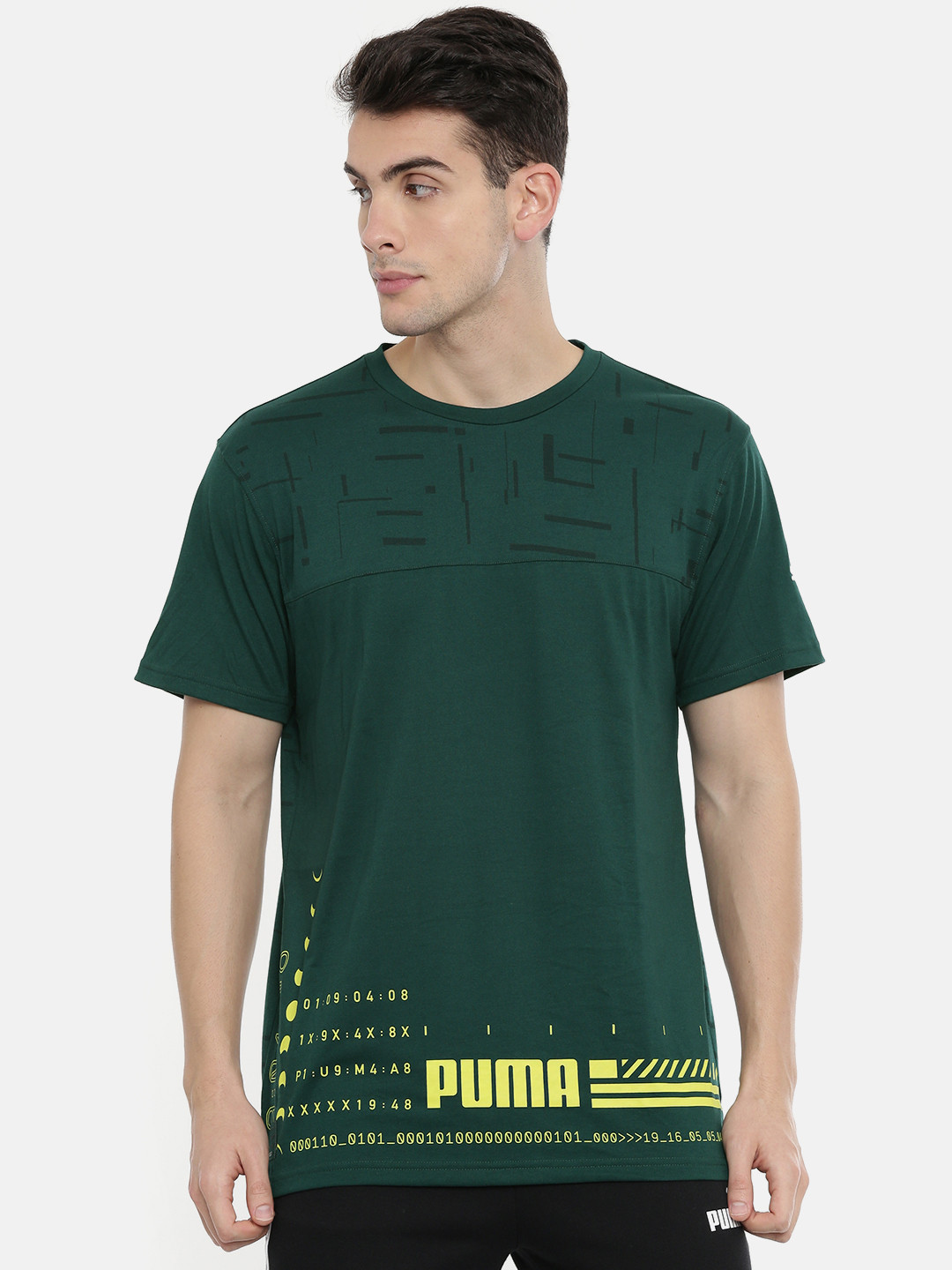 

Puma Men Green Printed Regular Fit Round Neck T-shirt