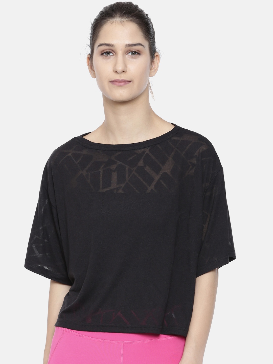 

Puma Women Black Boat Neck T-shirt