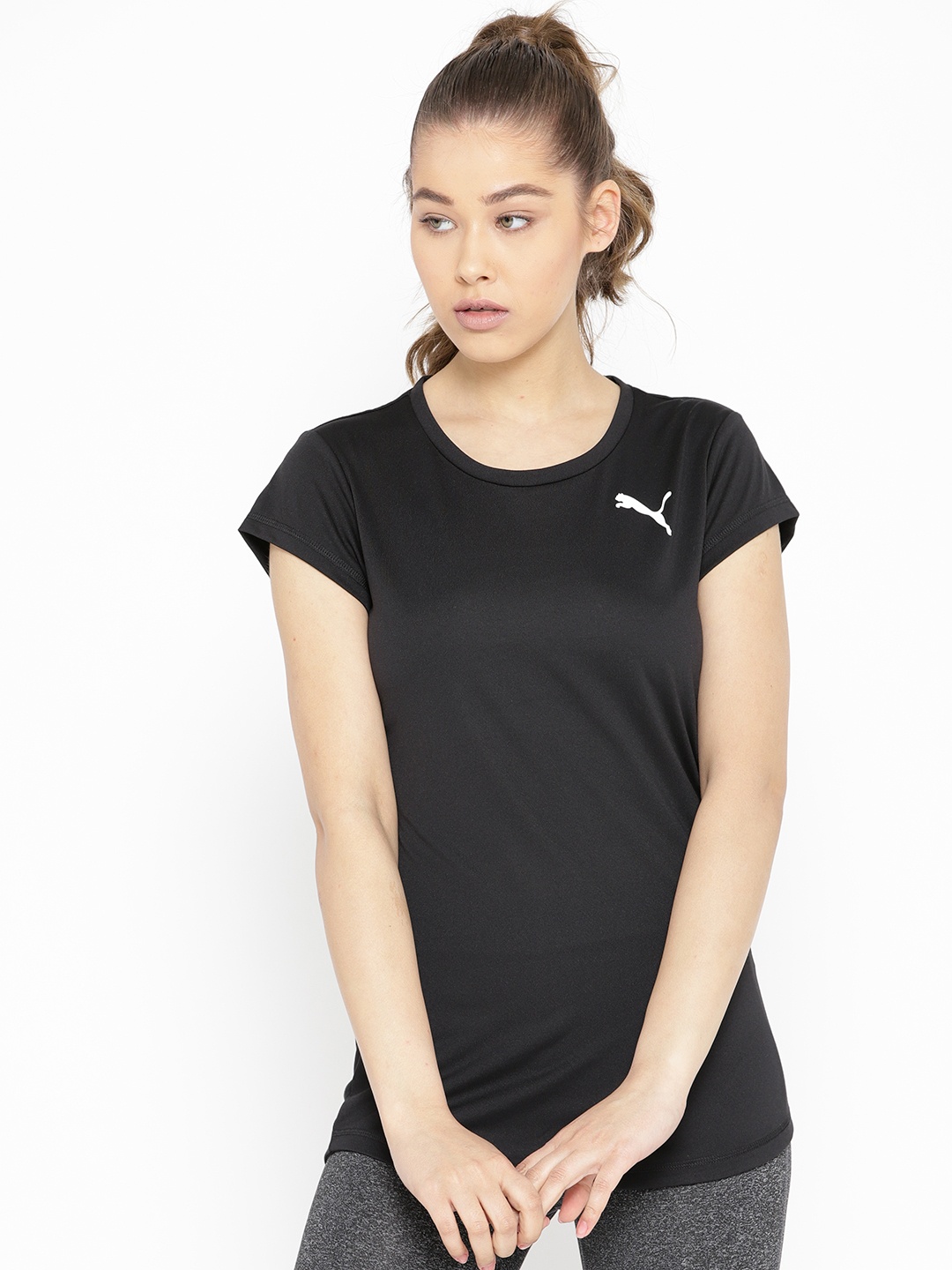 

Puma Women Black Active Round Neck T-shirt