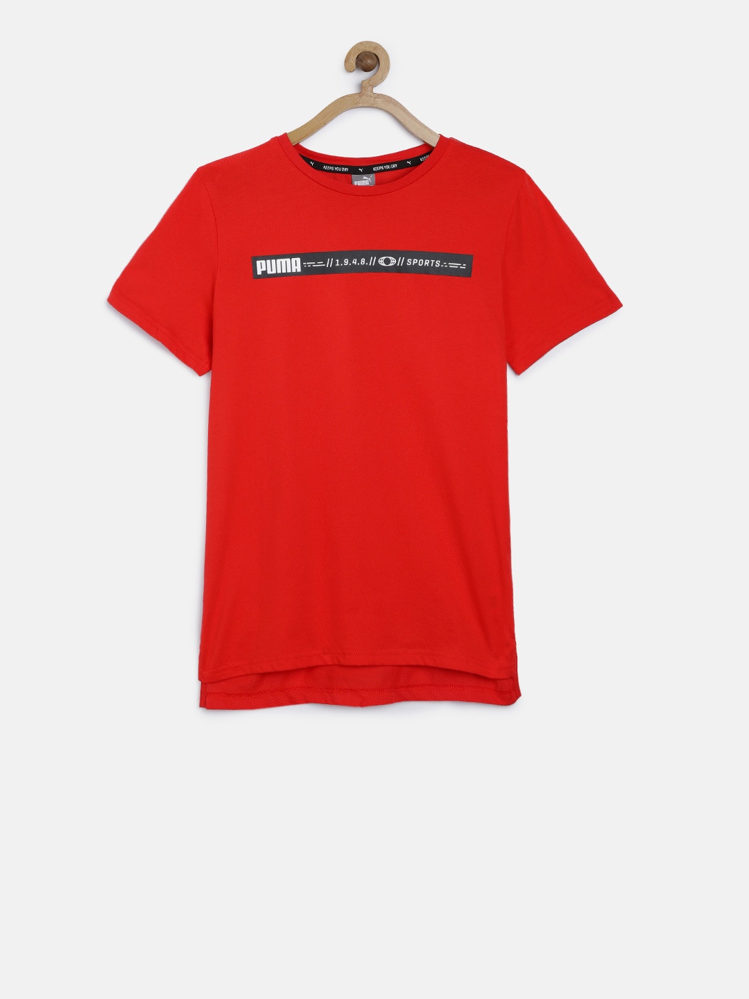 

Puma Boys Red Printed Active Sports Advanced Drycell Round Neck Pure Cotton T-shirt