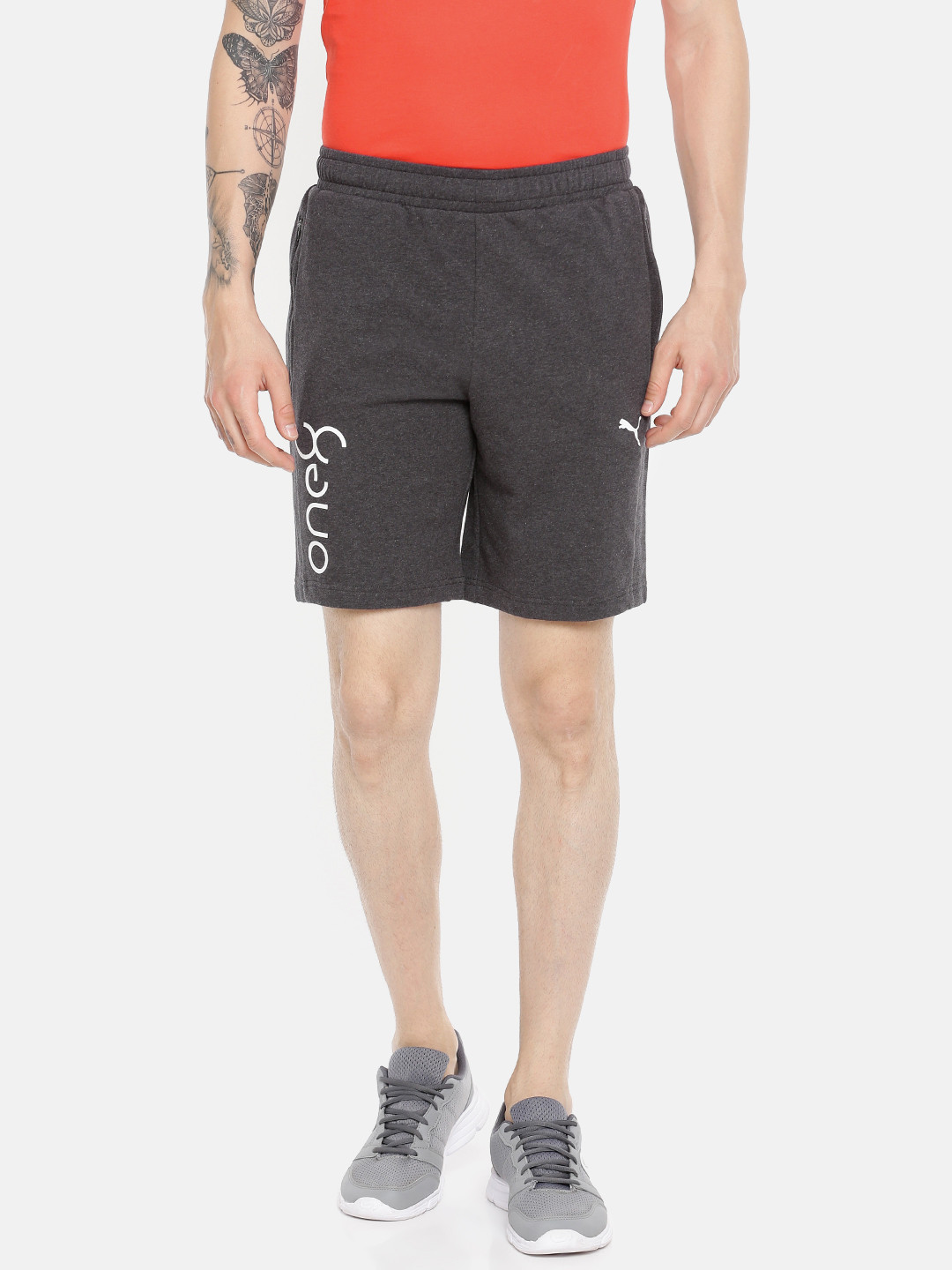

Puma Men Charcoal Grey Solid VK Sweat Sports Shorts