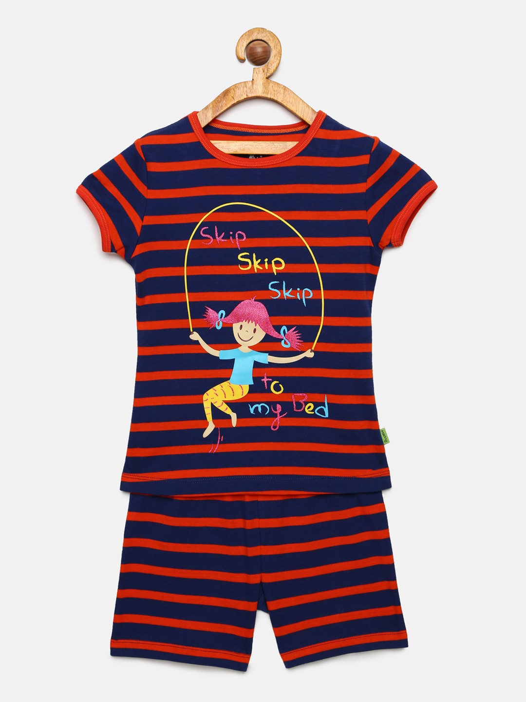 

mackly Girls Red & Navy Blue Striped Night suit 7010002-7-8 yrs