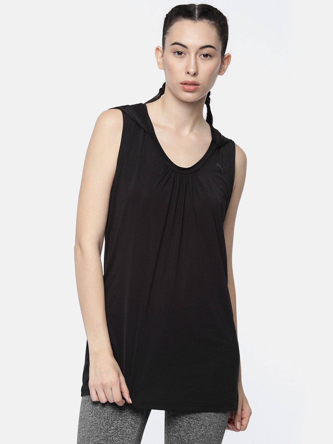 

Puma Women Black Loose Fit Solid Aire Coverup Dry-Cell T-Shirt