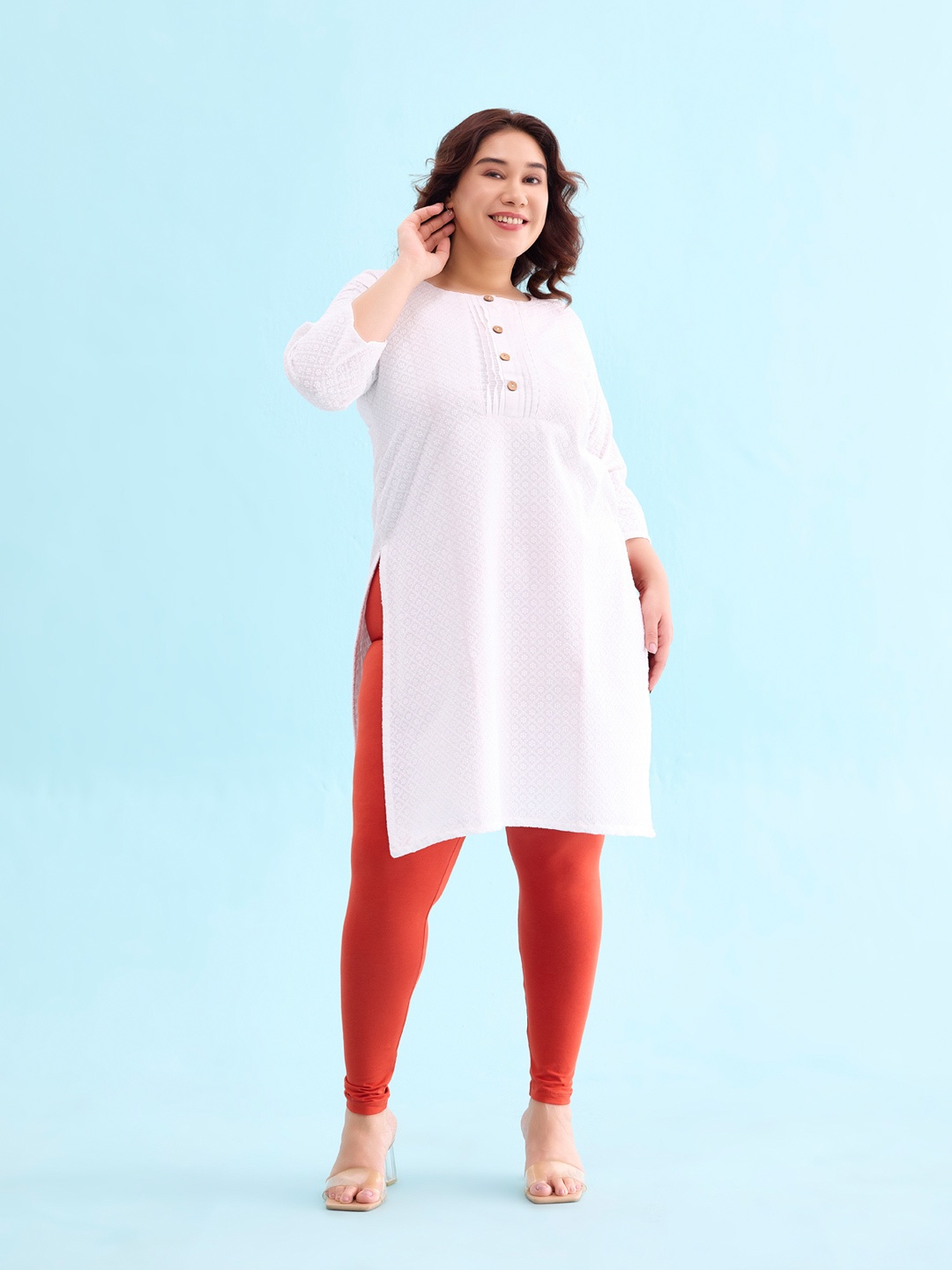 Go Colors Women Rust Orange Solid Ankle Length Leggings