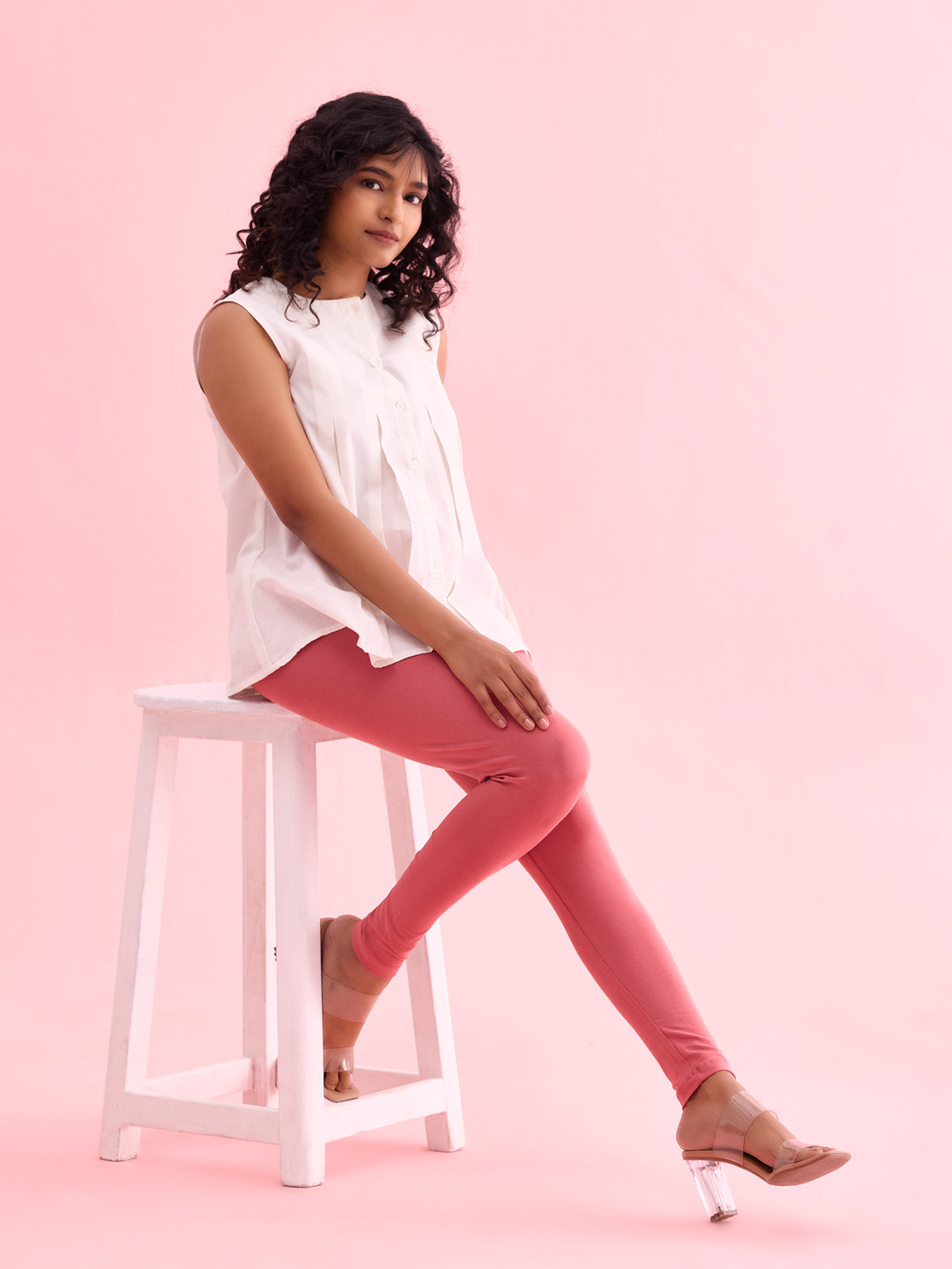 

Go Colors Women Pink Solid Ankle-Length Leggings