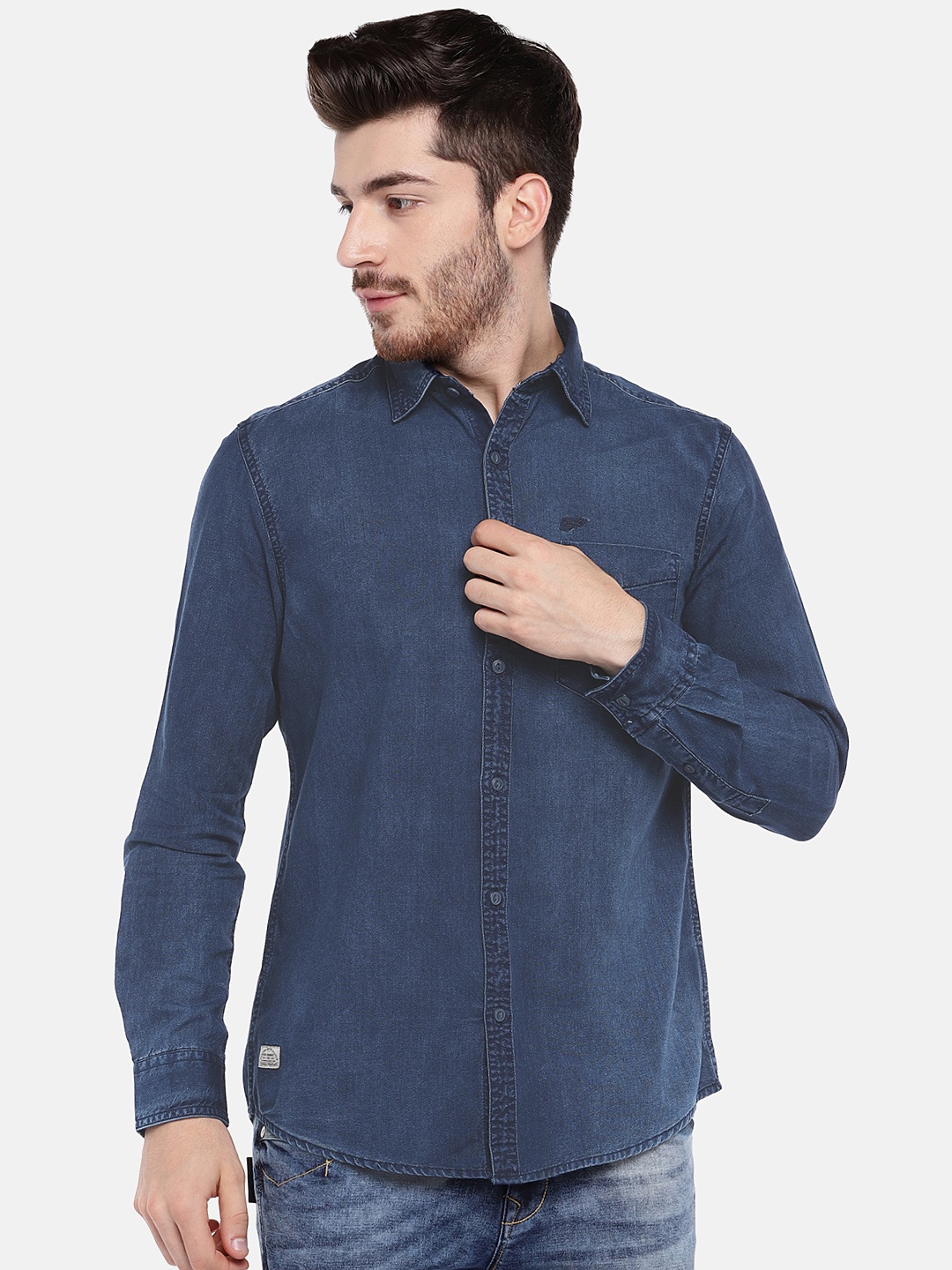 

Ed Hardy Men Blue Slim Fit Solid Casual Shirt