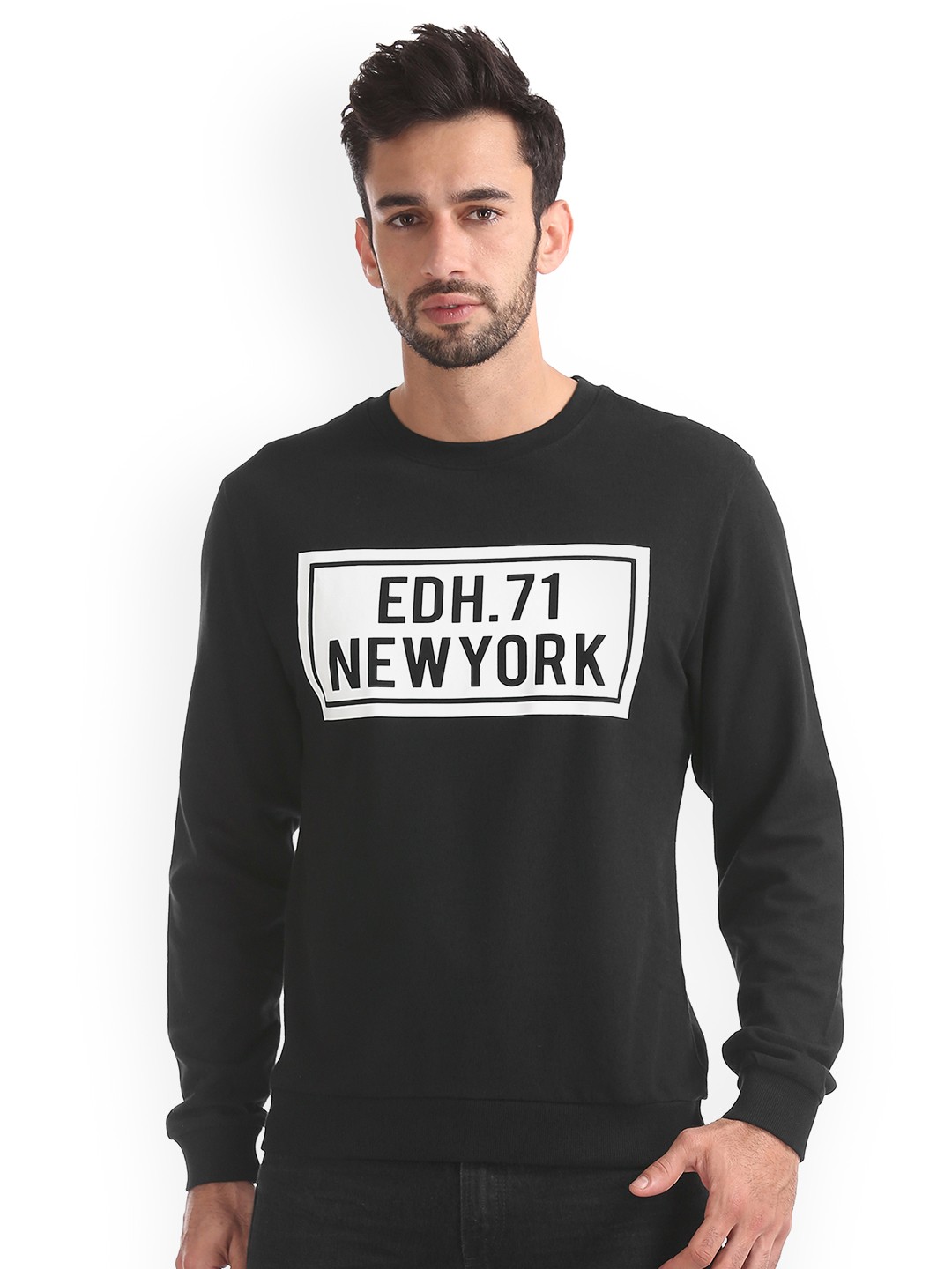 

Ed Hardy Men Black & White Printed Sweatshirt
