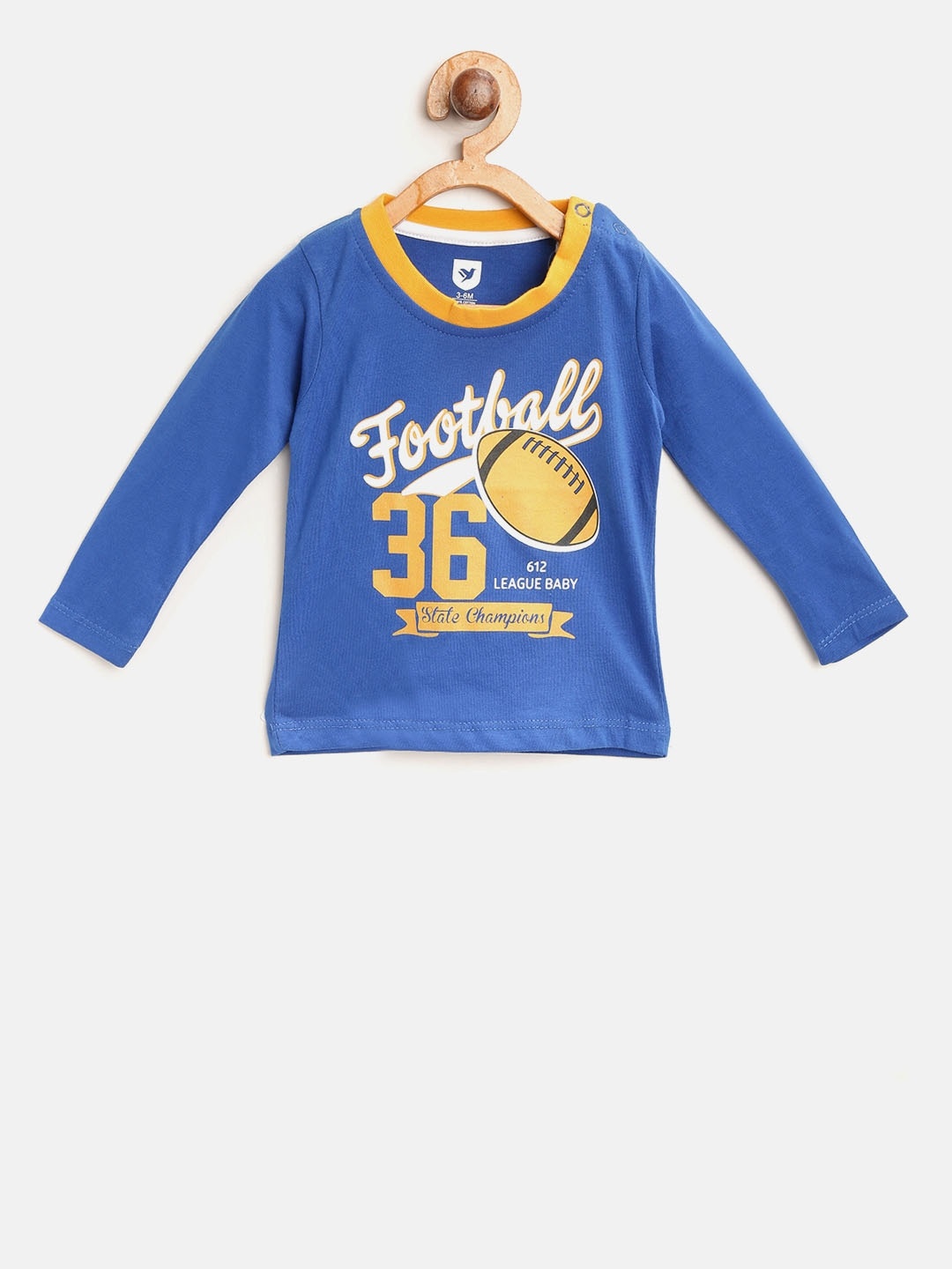 

612 league Boys Blue Printed Round Neck T-shirt