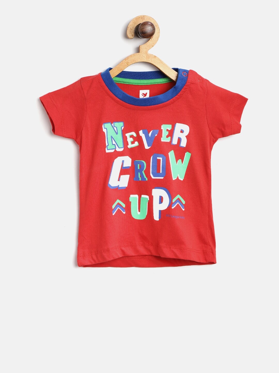 

612 league Boys Red Printed Round Neck T-shirt
