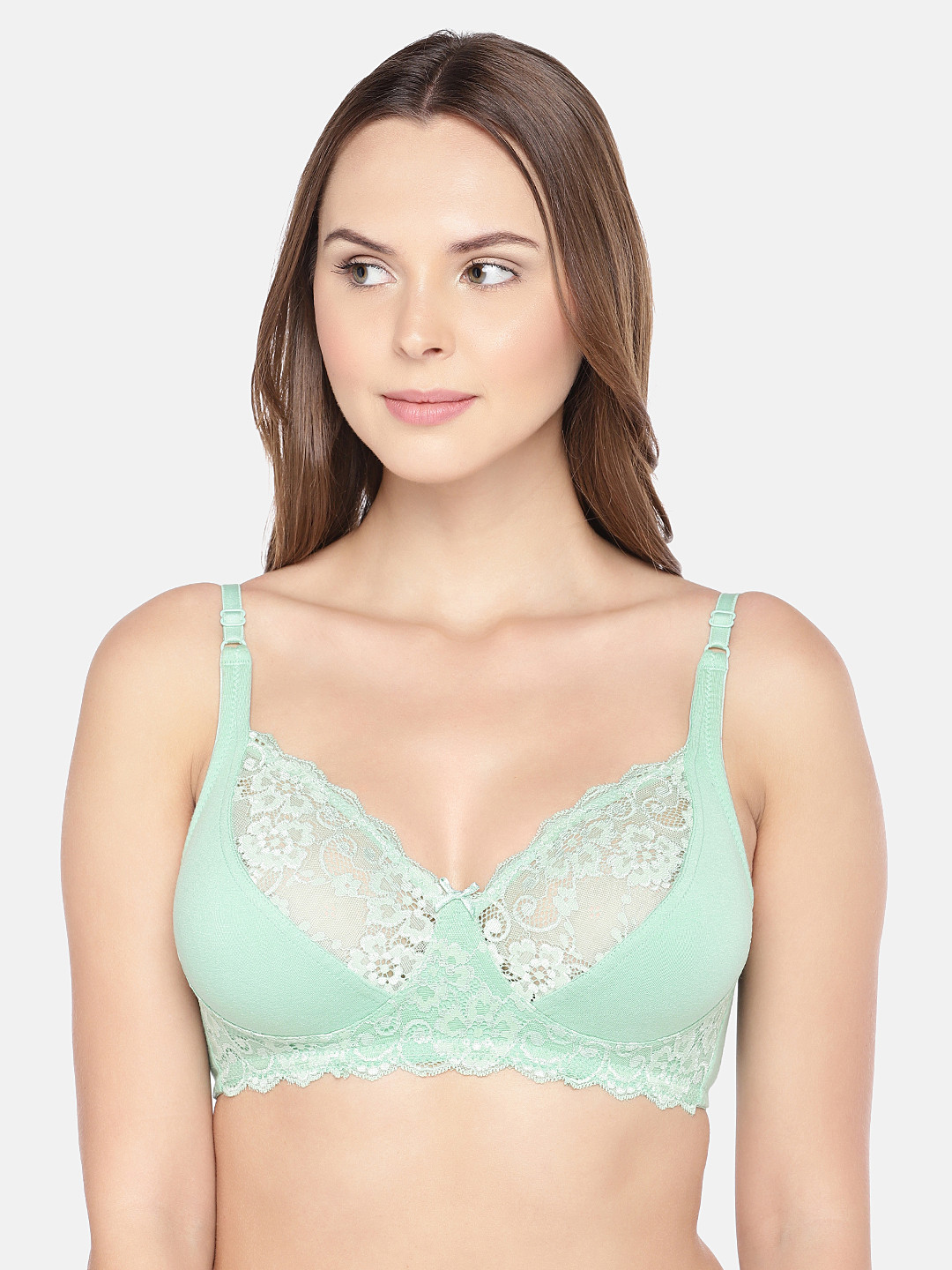 

Inner Sense Organic Cotton Antimicrobial Laced Non-Padded Sustainable Bra (Ocean Green) ISB019, Sea green