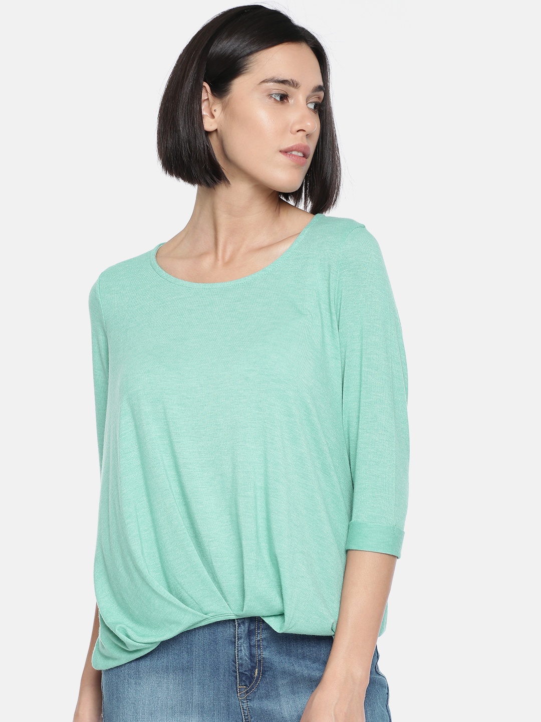 

Vero Moda Women Green Solid Blouson Top