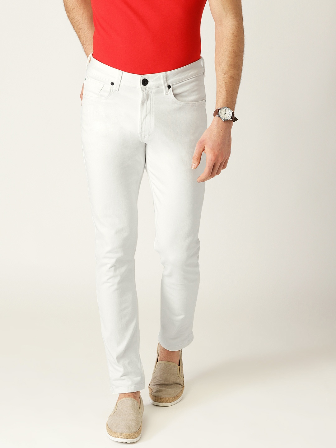 

United Colors of Benetton Men White Tapered Fit Mid-Rise Clean Look Stretchable Jeans
