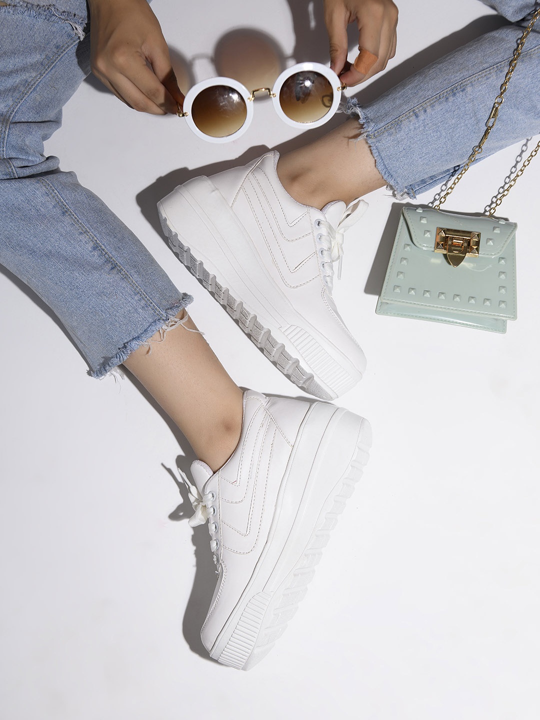 

Shoetopia Women White Suede Sneakers