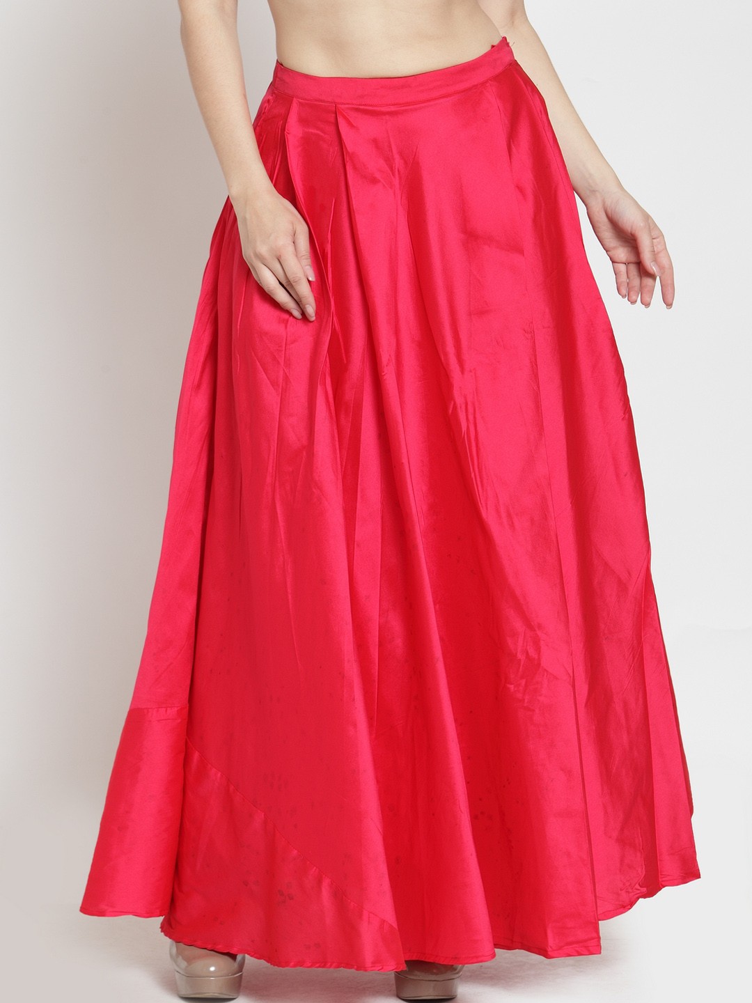 

Just Wow Women Pink Solid Flared Maxi Skirt