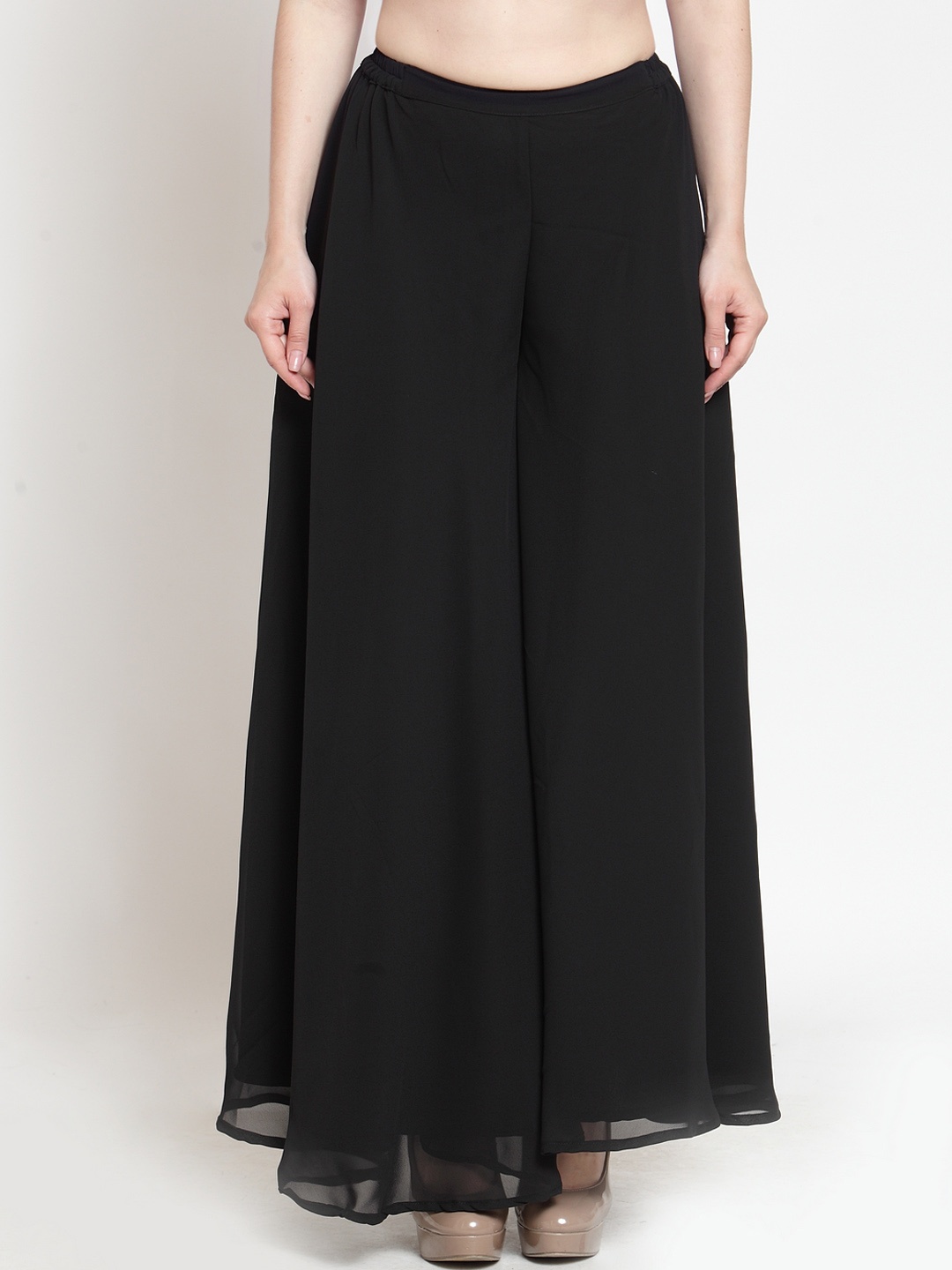 

Just Wow Women Black Solid Flared Palazzos