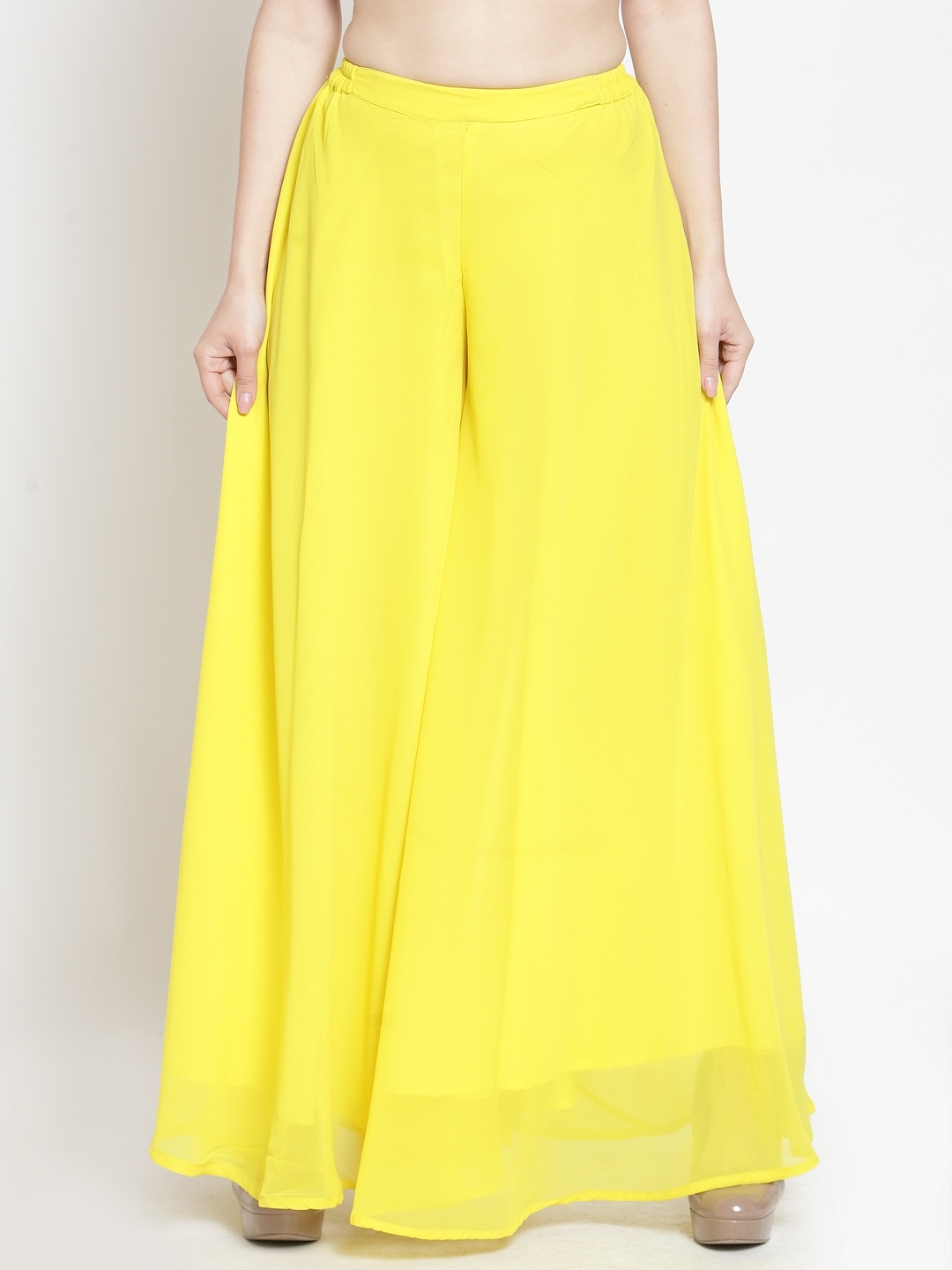 

Just Wow Women Yellow Solid Flared Palazzos