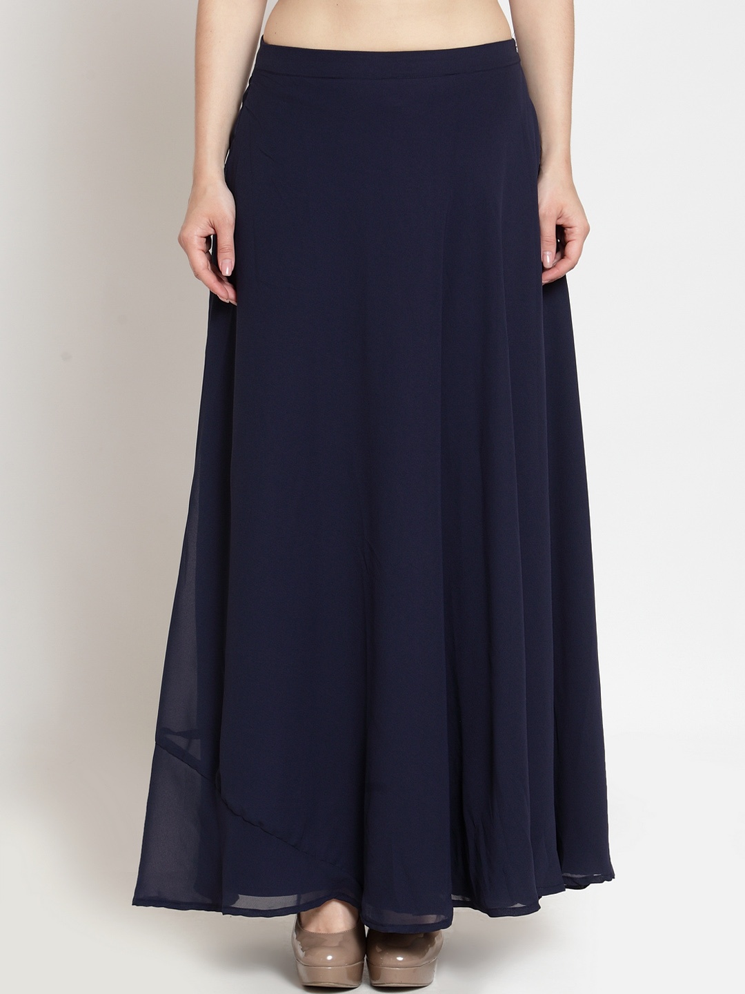 

Just Wow Women Navy Blue Solid Flared Maxi Skirt