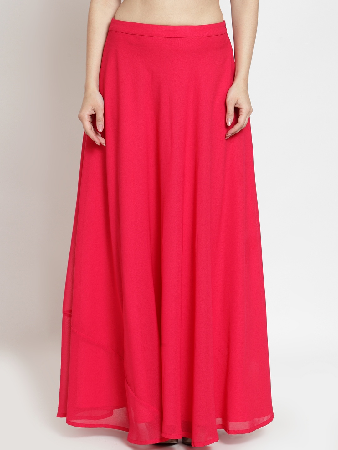 

Just Wow Women Pink Solid Flared Maxi Skirt