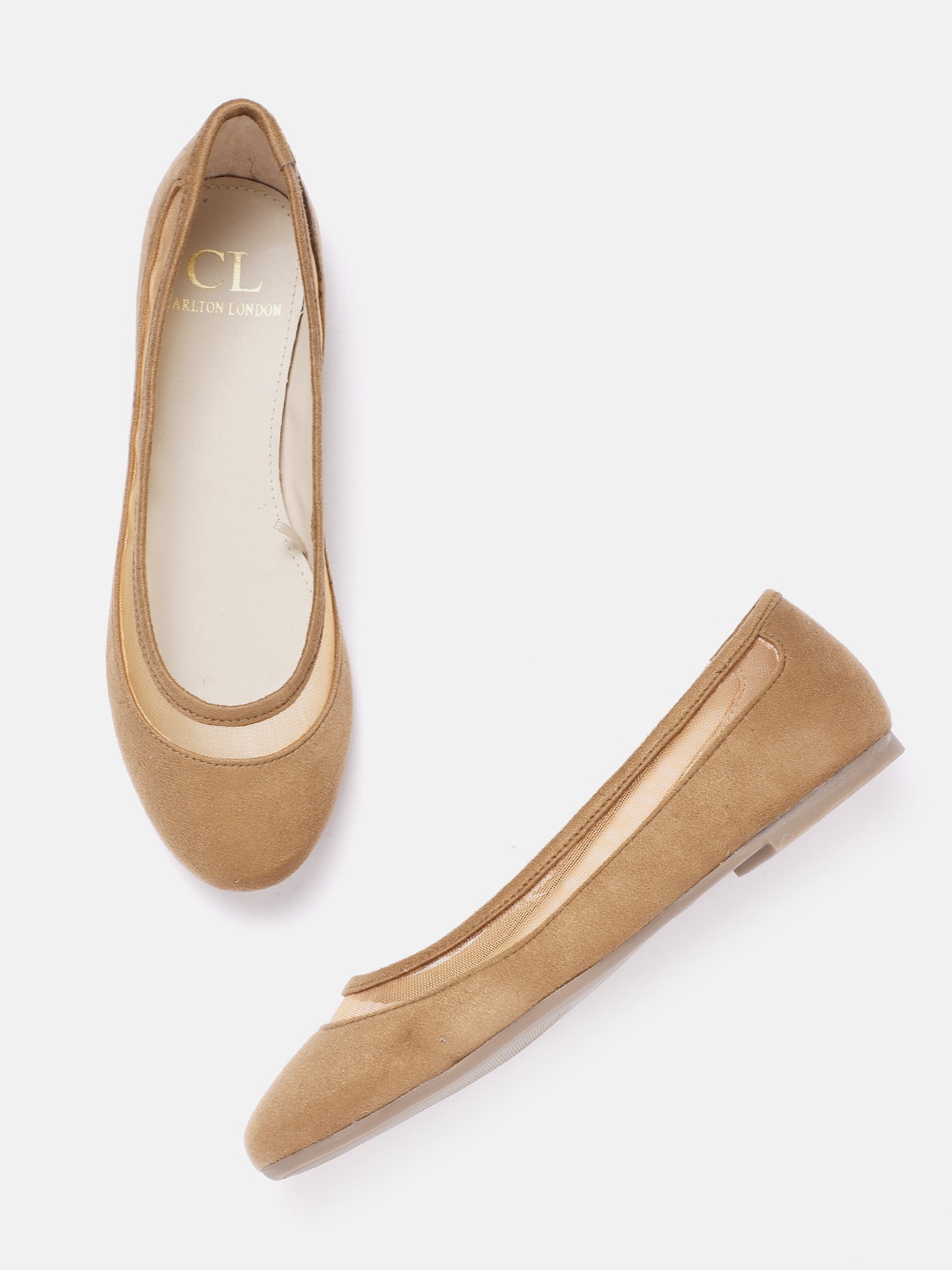 

Carlton London Women Beige Suede Finish Ballerinas