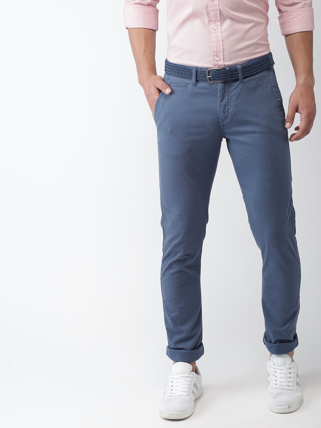 

Celio Men Blue Straight Fit Solid Chinos