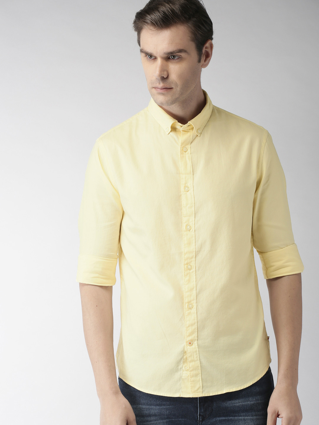 

Celio Men Yellow Slim Fit Solid Casual Shirt